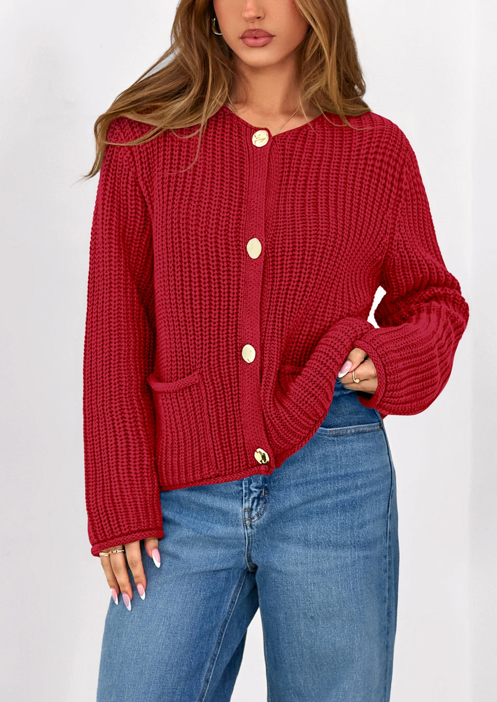 Cardigan Sweaters for Women Trendy Oversized Knit Chunky Button Cardigans Fall Winter Outfits with Pockets