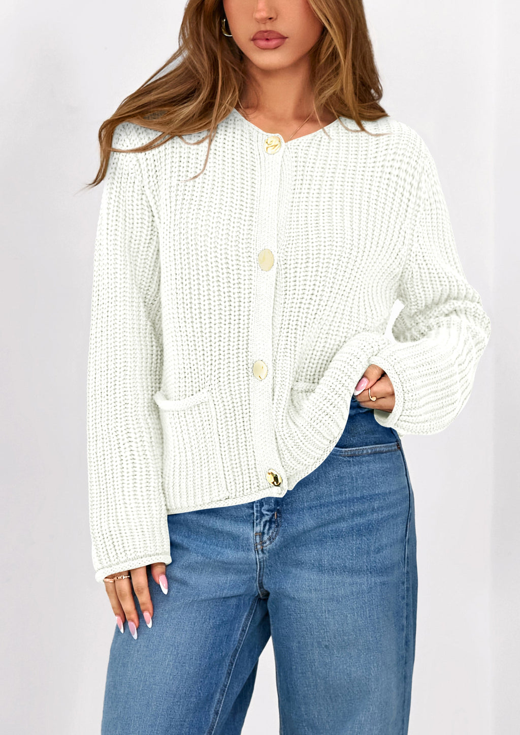 Cardigan Sweaters for Women Trendy Oversized Knit Chunky Button Cardigans Fall Winter Outfits with Pockets