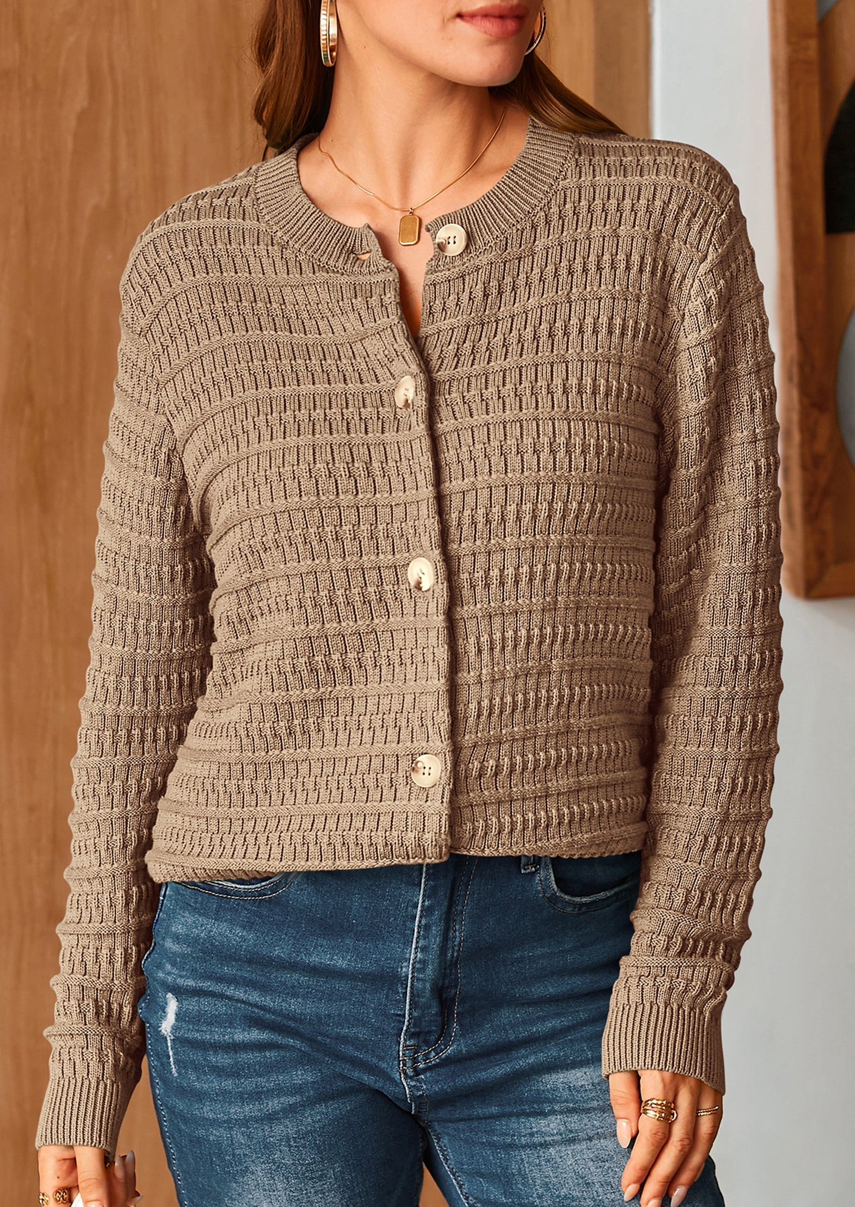 Women's Knit Cardigan Sweaters Casual Long Sleeve Open Front Button Down Trendy Jackets Outerwear