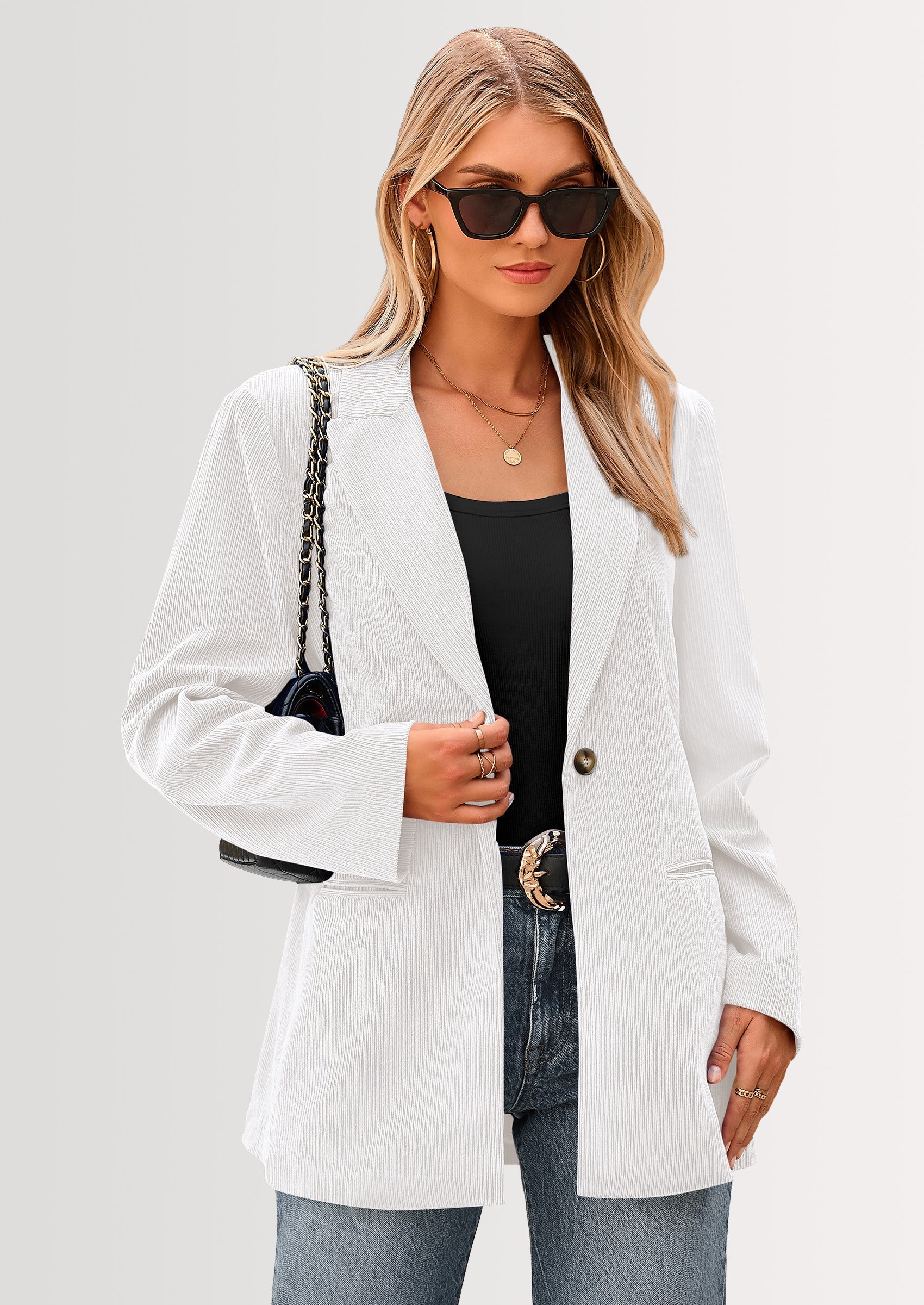 Women's Winter Corduroy Blazers Jackets Dressy Casual Ribbed Long Sleeve Lapel Fashion Work Business Outerwear