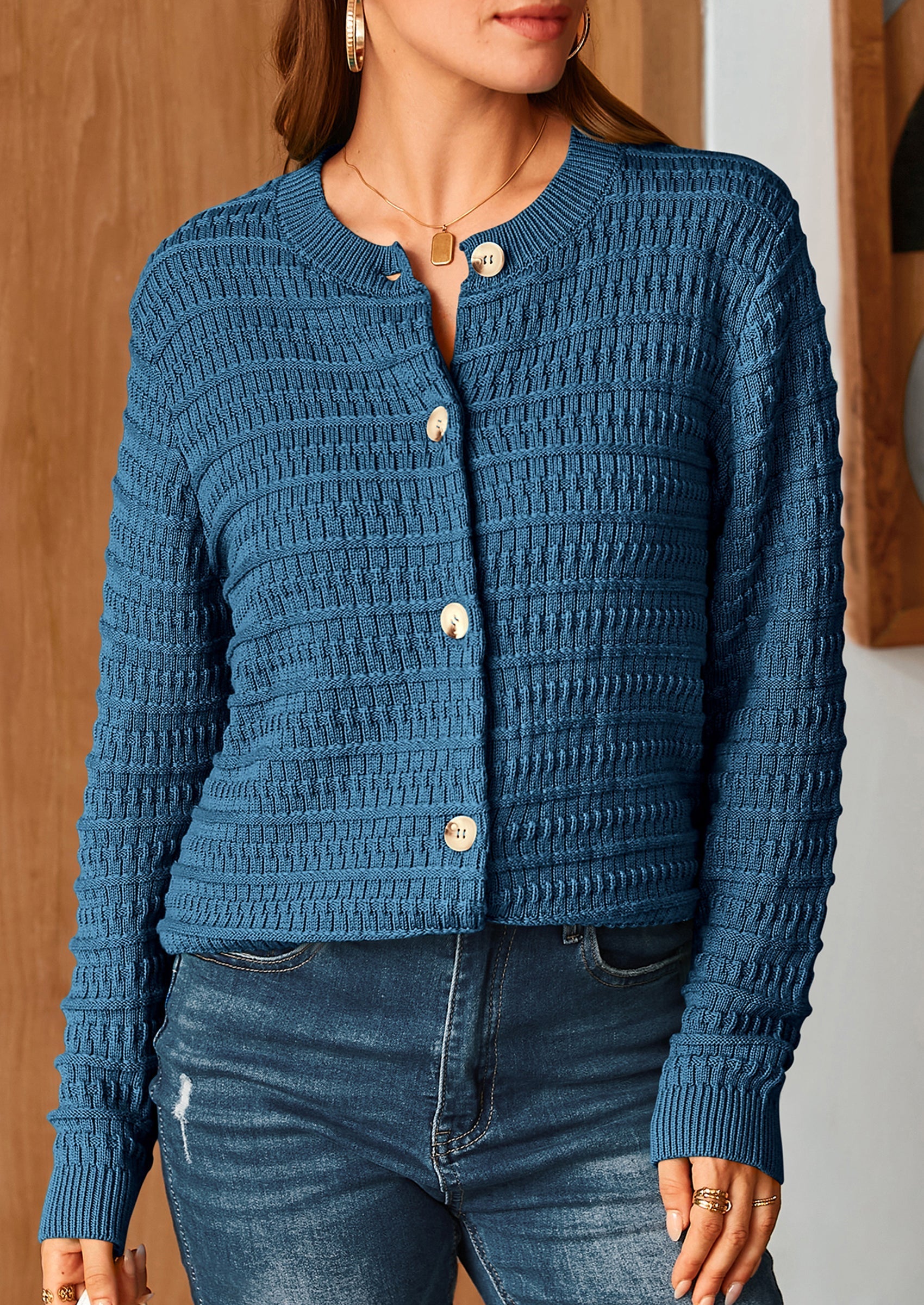 Women's Knit Cardigan Sweaters Casual Long Sleeve Open Front Button Down Trendy Jackets Outerwear