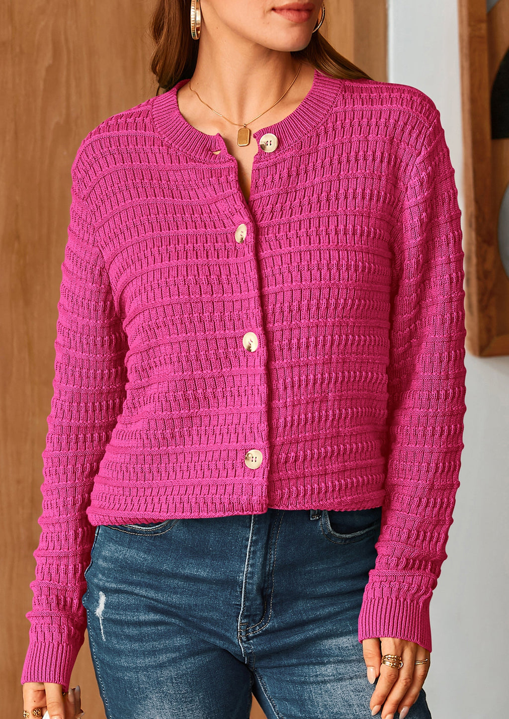 Women's Knit Cardigan Sweaters Casual Long Sleeve Open Front Button Down Trendy Jackets Outerwear