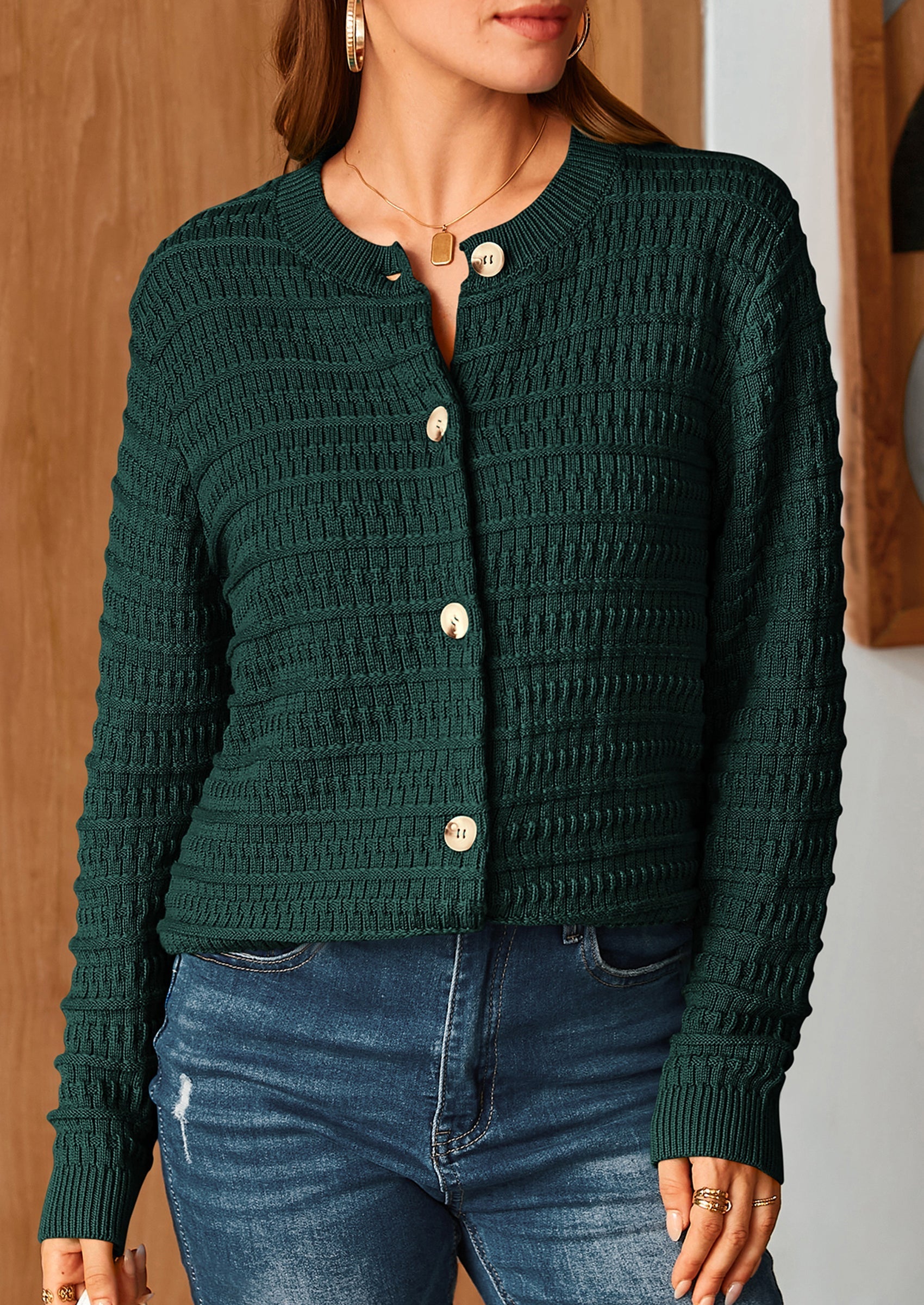 Women's Knit Cardigan Sweaters Casual Long Sleeve Open Front Button Down Trendy Jackets Outerwear