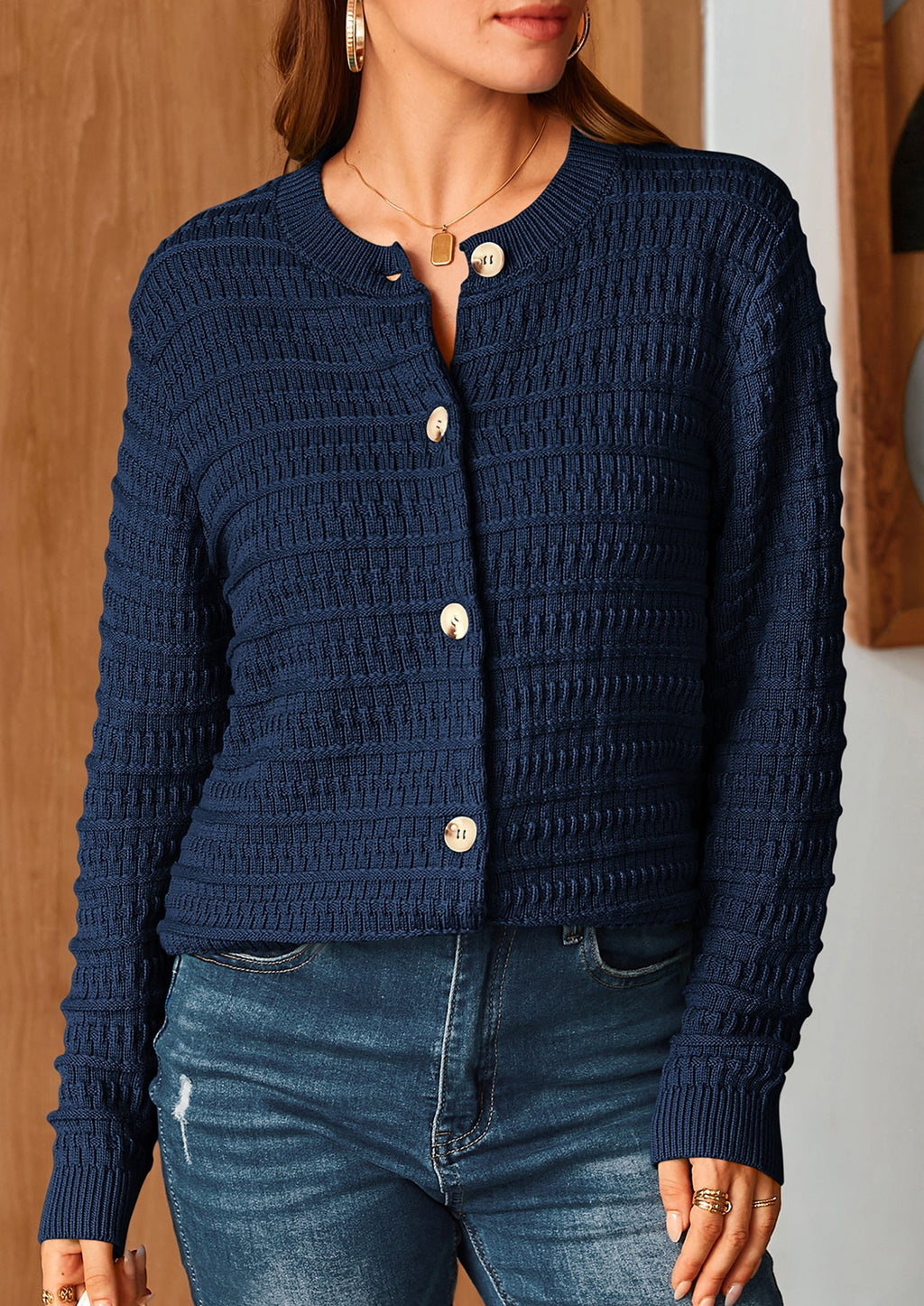 Women's Knit Cardigan Sweaters Casual Long Sleeve Open Front Button Down Trendy Jackets Outerwear