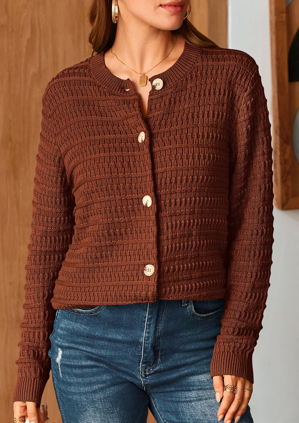 Women's Knit Cardigan Sweaters Casual Long Sleeve Open Front Button Down Trendy Jackets Outerwear