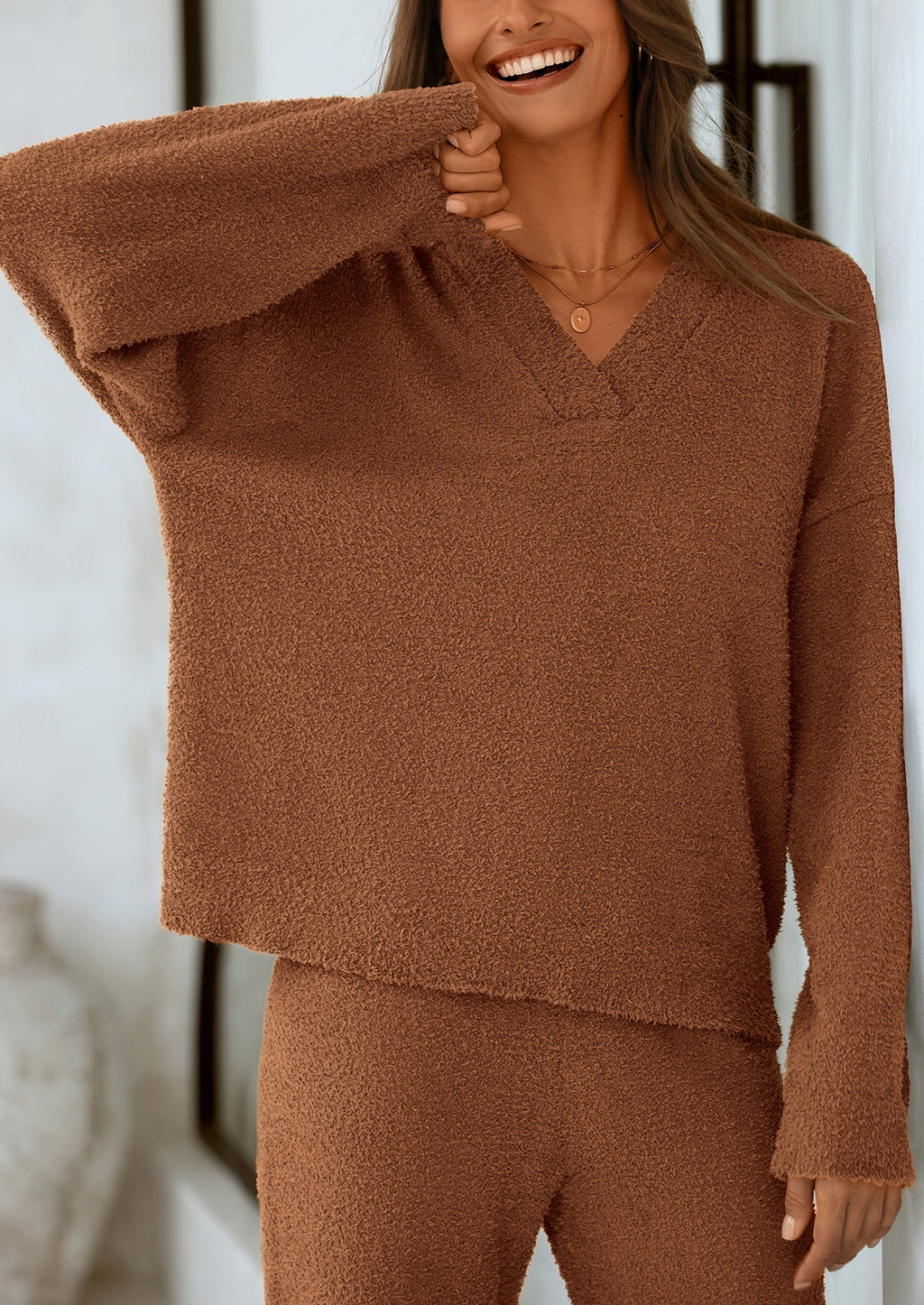 Lounge Sets for Women Two Piece Sweaters Pajama Set Fall Fashion Loungewear Outfits Matching Winter Clothes