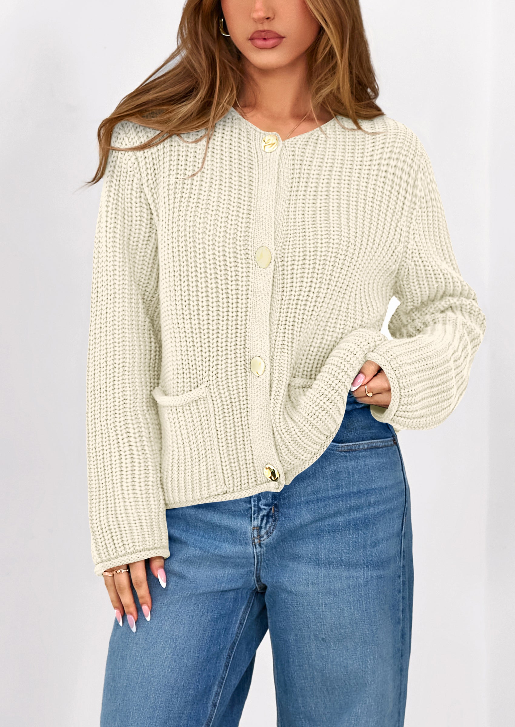 Cardigan Sweaters for Women Trendy Oversized Knit Chunky Button Cardigans Fall Winter Outfits with Pockets