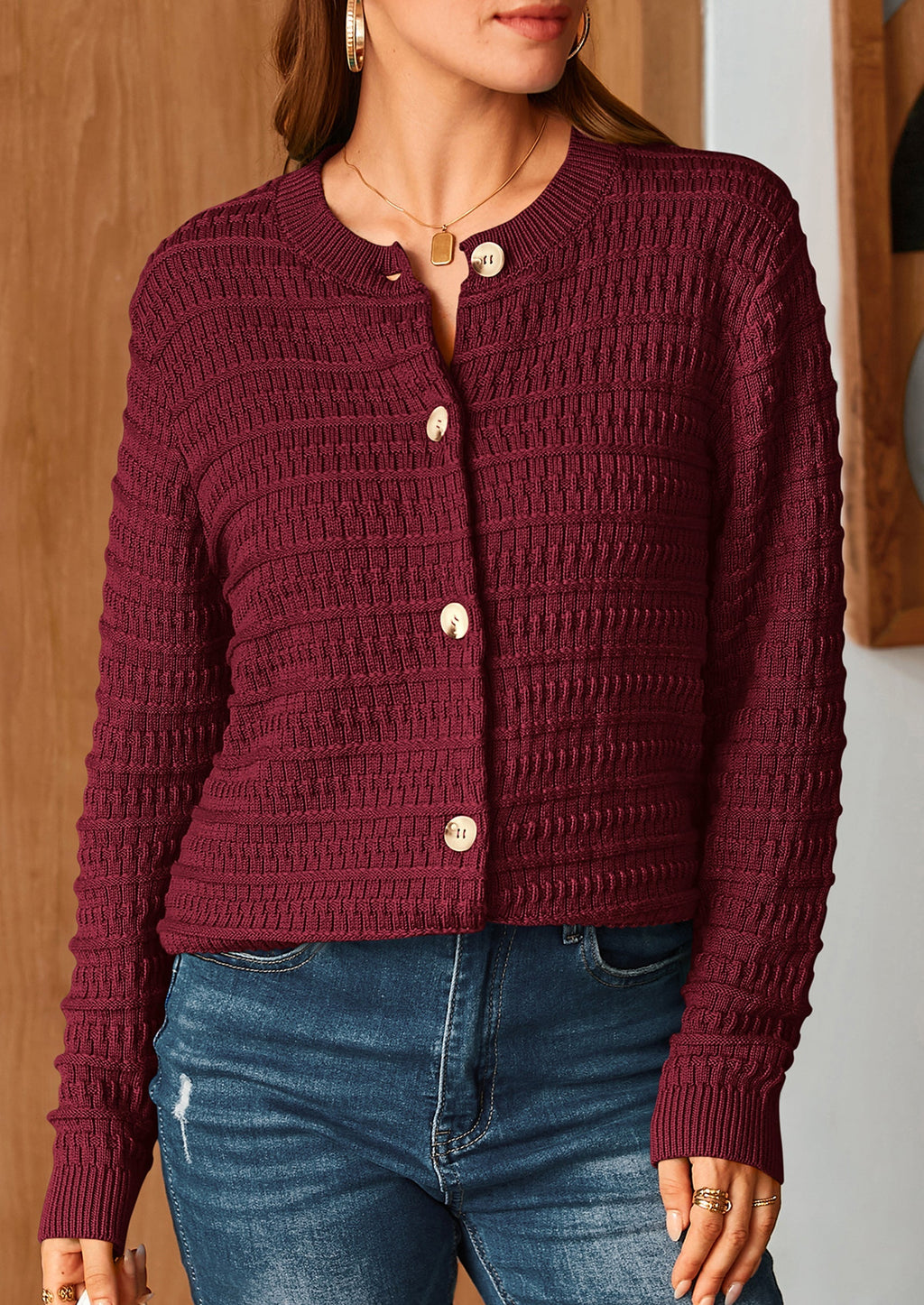 Women's Knit Cardigan Sweaters Casual Long Sleeve Open Front Button Down Trendy Jackets Outerwear