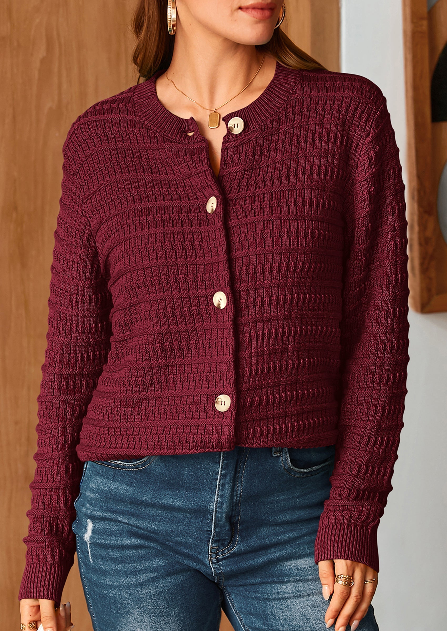 Women's Knit Cardigan Sweaters Casual Long Sleeve Open Front Button Down Trendy Jackets Outerwear