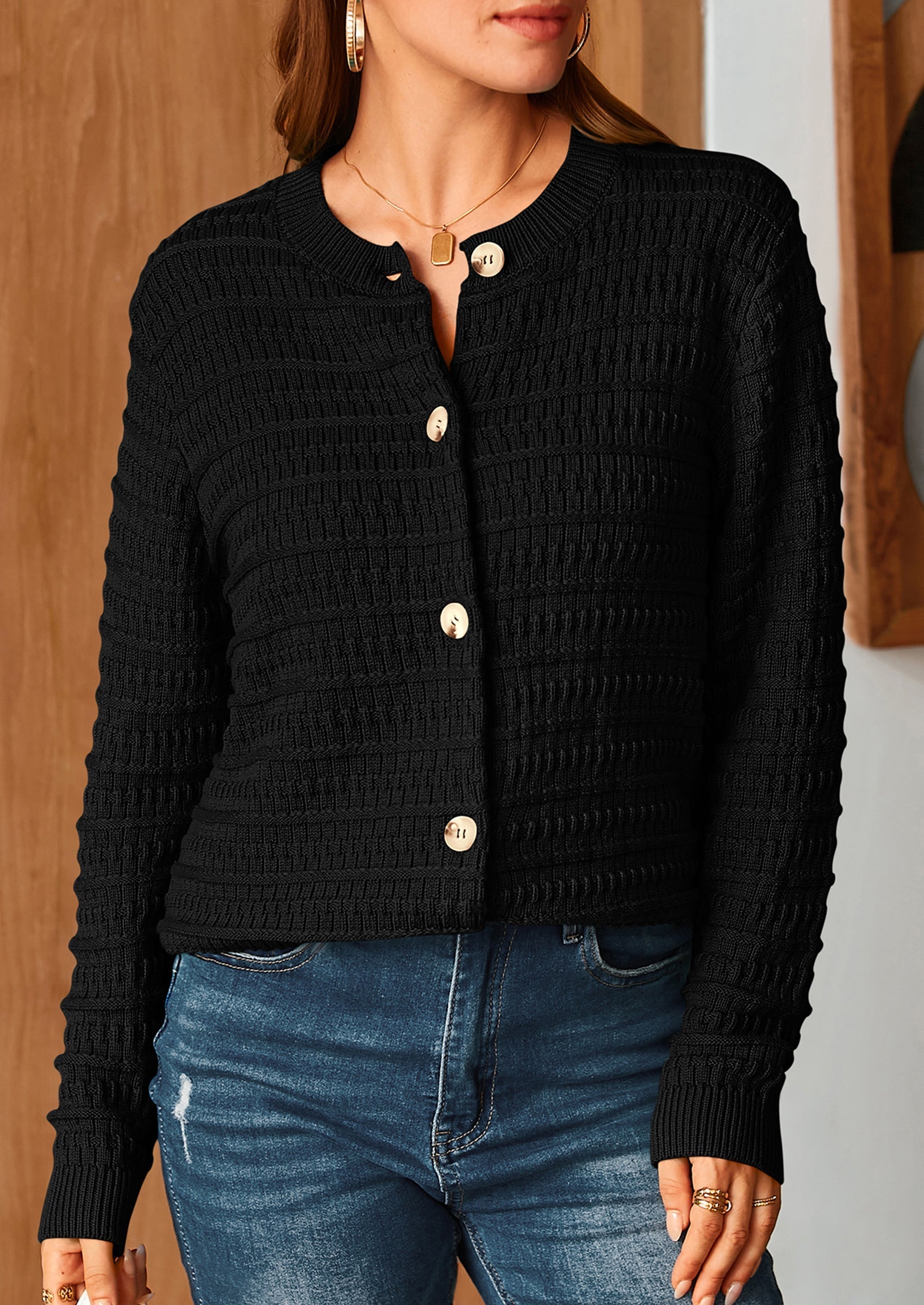 Women's Knit Cardigan Sweaters Casual Long Sleeve Open Front Button Down Trendy Jackets Outerwear