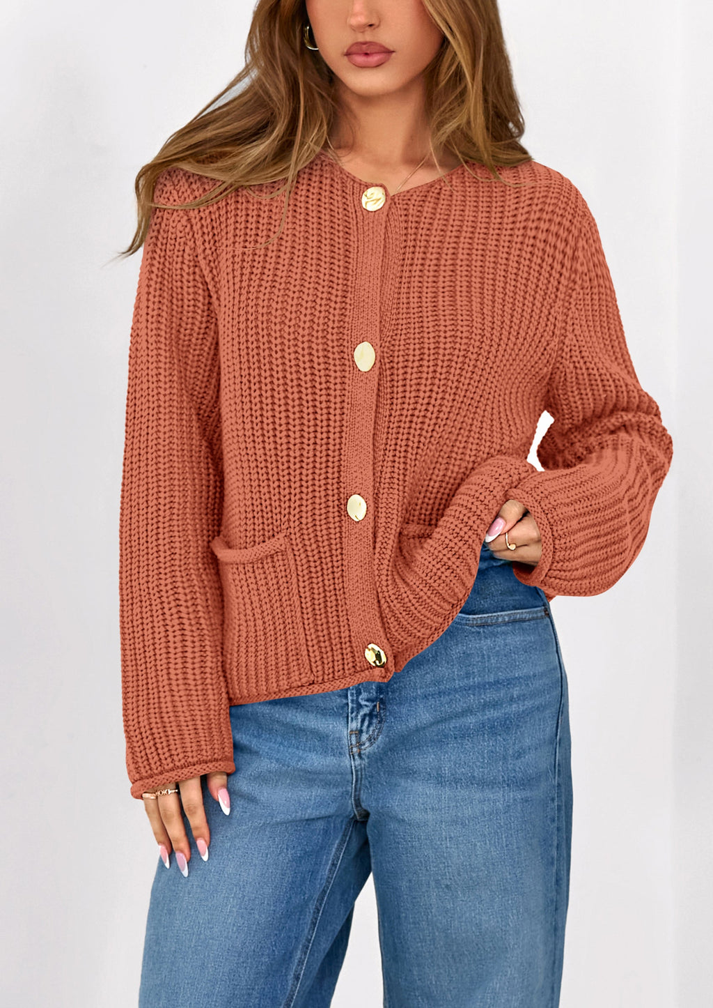 Cardigan Sweaters for Women Trendy Oversized Knit Chunky Button Cardigans Fall Winter Outfits with Pockets