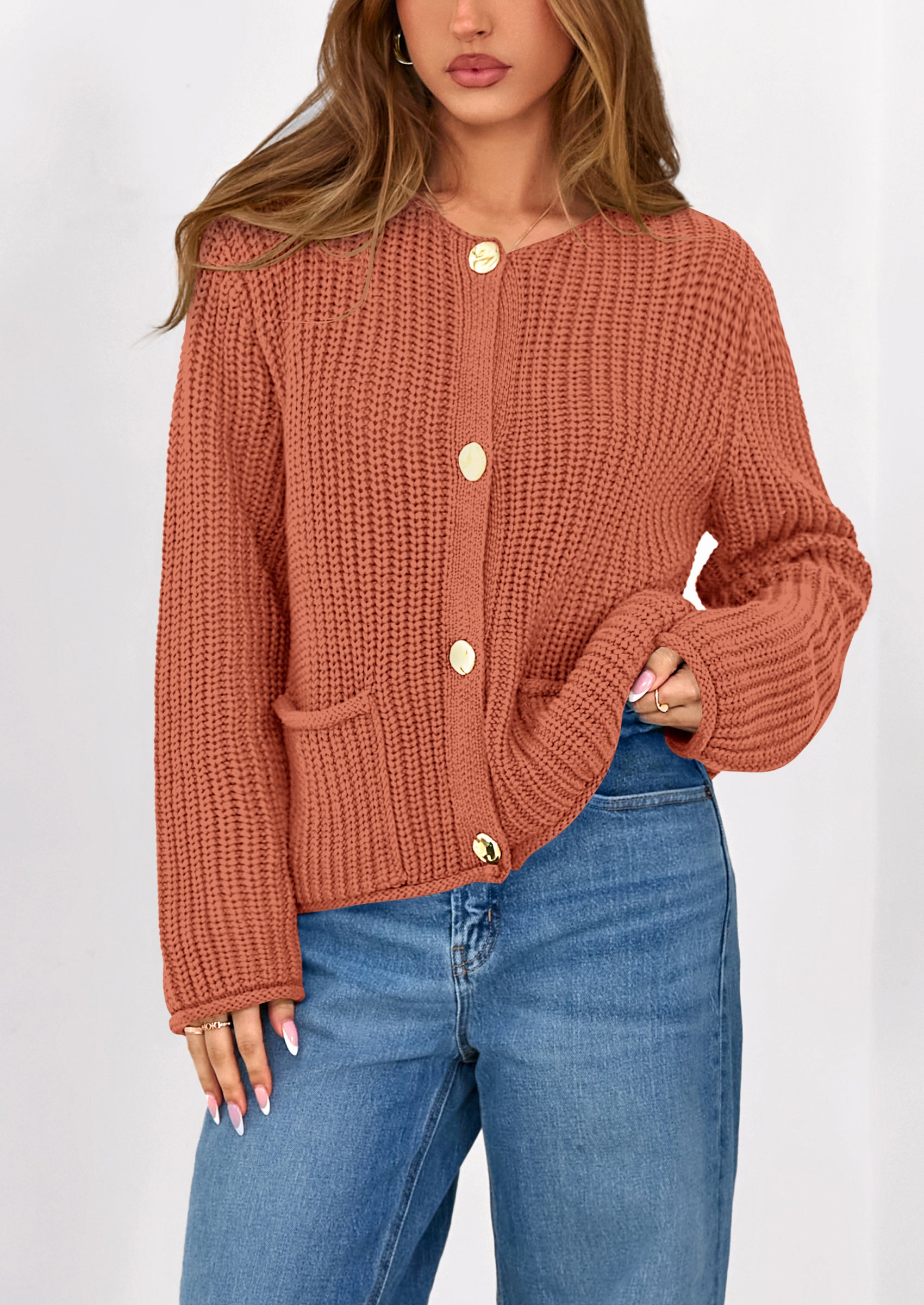 Cardigan Sweaters for Women Trendy Oversized Knit Chunky Button Cardigans Fall Winter Outfits with Pockets