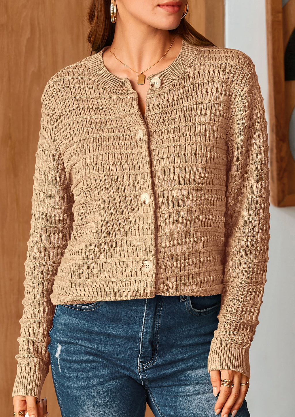 Women's Knit Cardigan Sweaters Casual Long Sleeve Open Front Button Down Trendy Jackets Outerwear