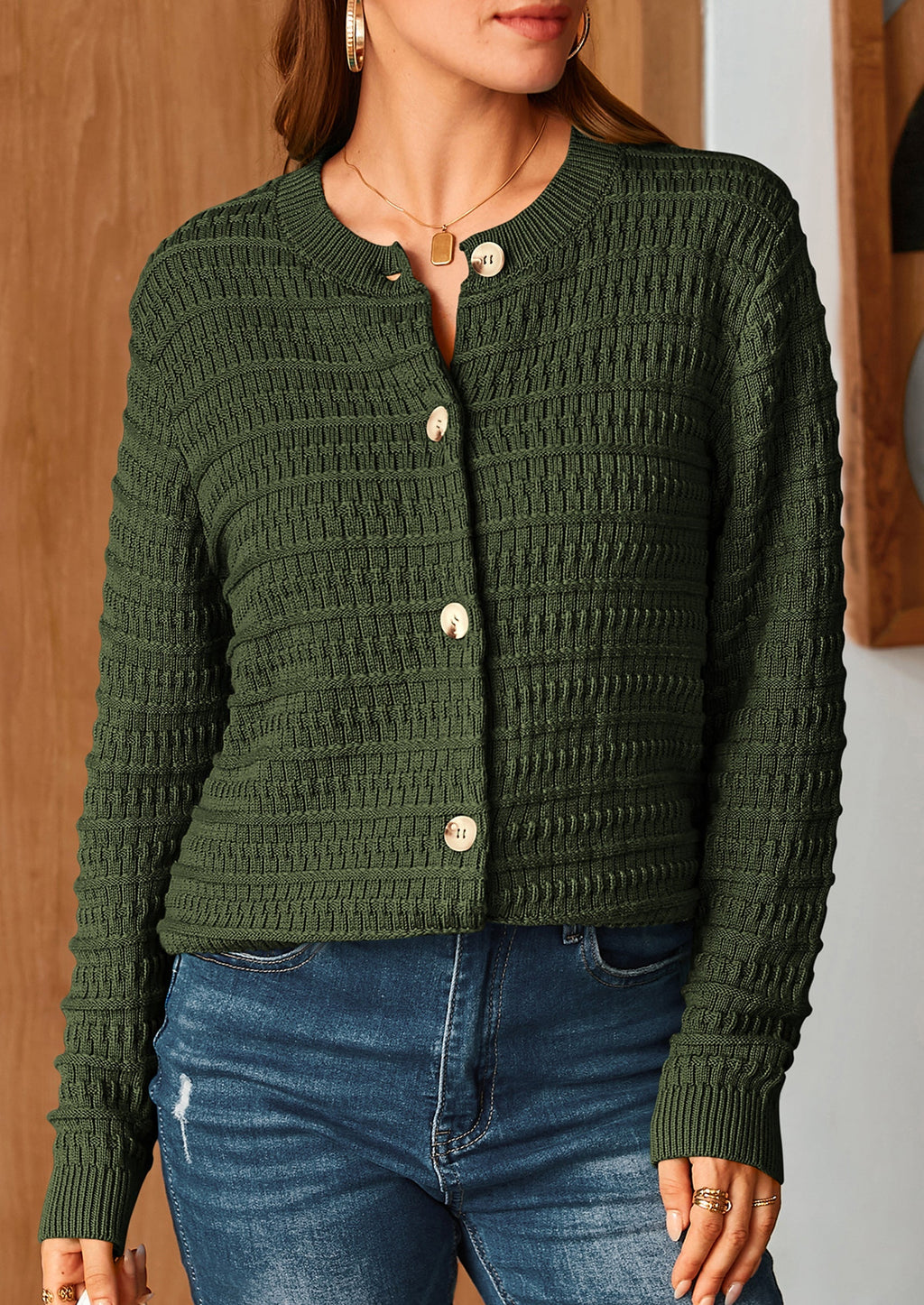 Women's Knit Cardigan Sweaters Casual Long Sleeve Open Front Button Down Trendy Jackets Outerwear