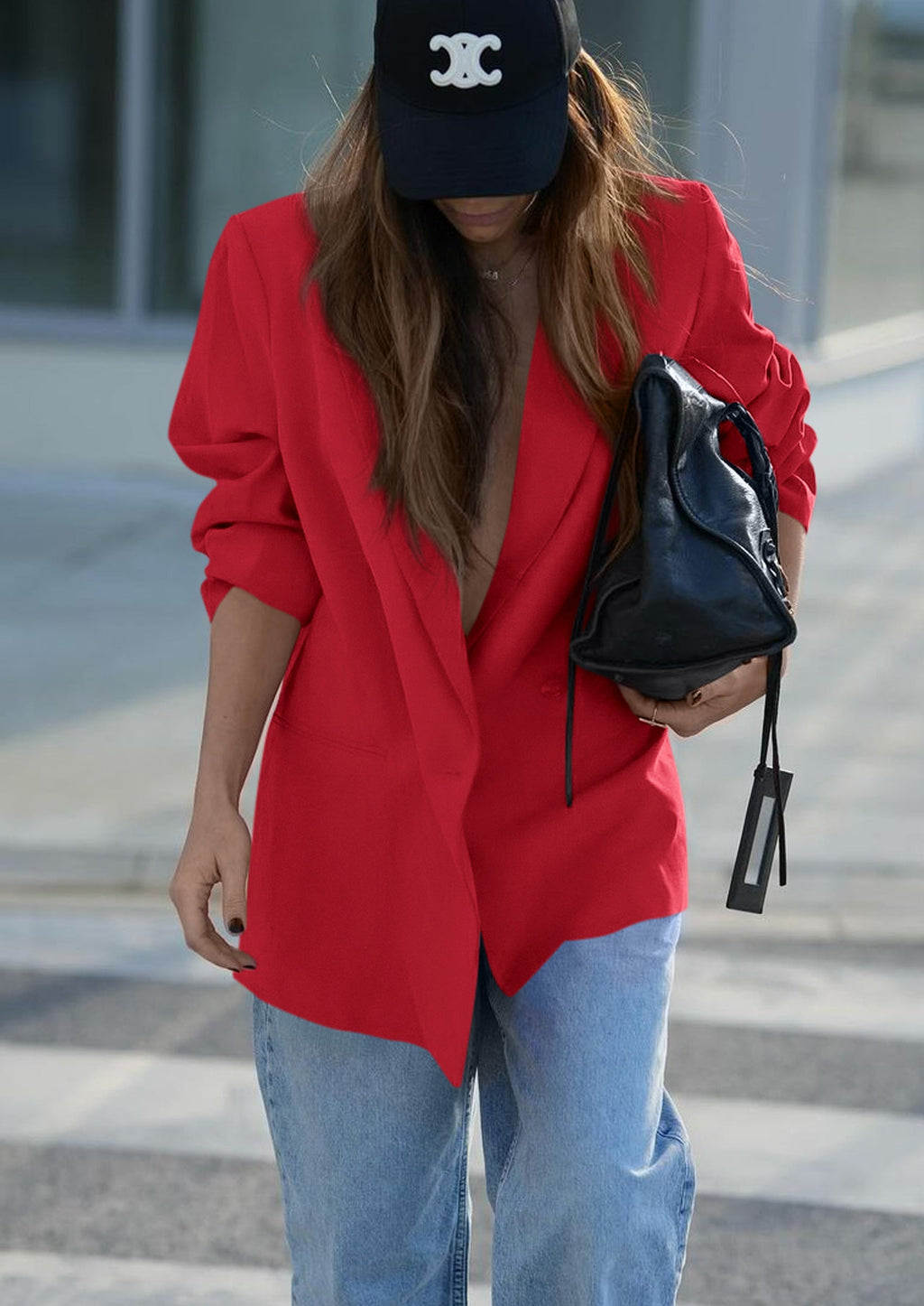 Fall Blazers for Women Business Casual Long Sleeve Lapel Pockets Dressy Suit Jackets Work Office Clothes