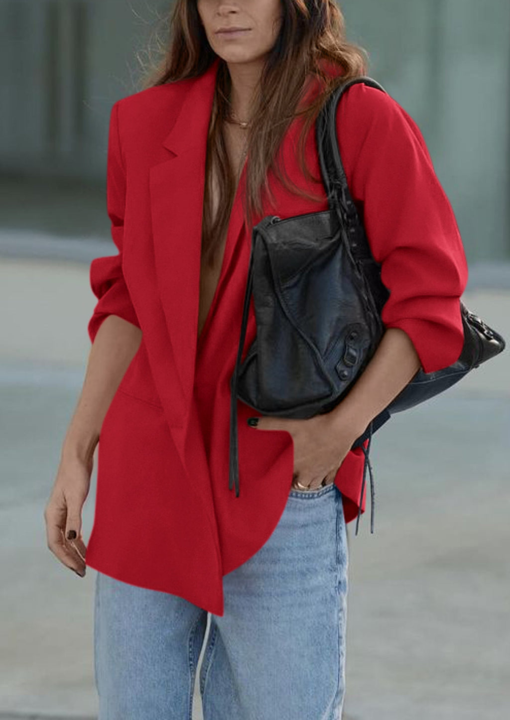 Fall Blazers for Women Business Casual Long Sleeve Lapel Pockets Dressy Suit Jackets Work Office Clothes