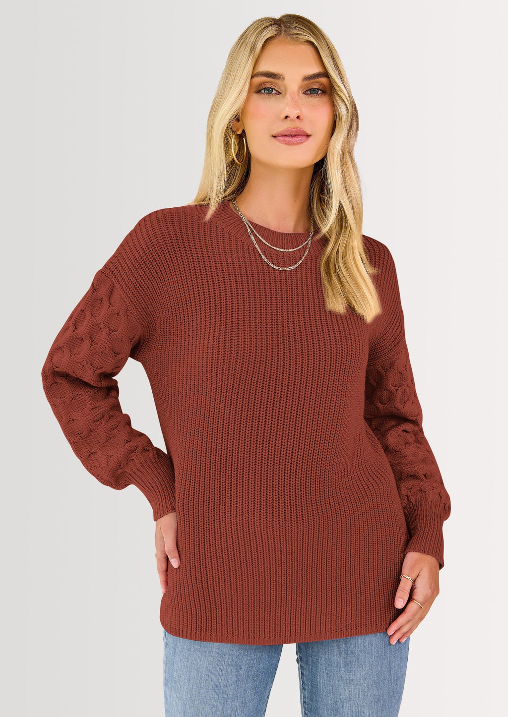 Women's Fall Pullover Sweater Casual Long Sleeve Loose Chunky Knit Tops Blouse Winter Fashion Clothing