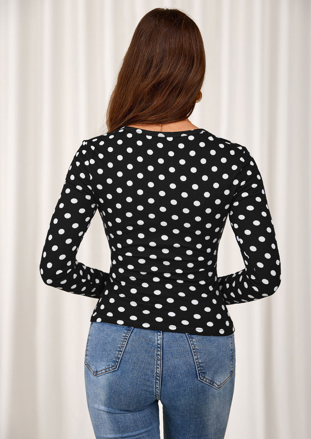 Women's Fall Long Sleeve Henley T Shirts Button Ribbed Knit Slim Fit Basic Tops Blouse Casual Outfits