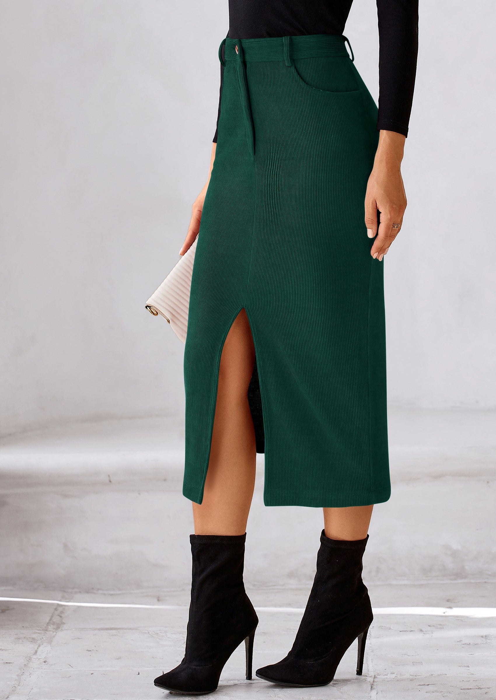 Corduroy Skirt Women Fall Fashion High Waisted Pencil Midi Skirts Business Casual Work Office Winter Outfit