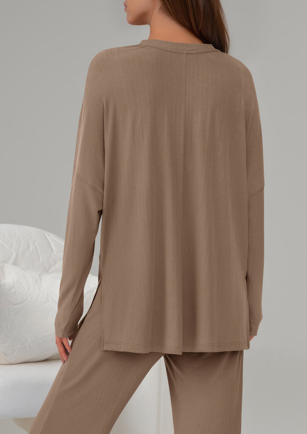 2 Piece Lounge Sets for Women Fall Outfits Casual Loose Long Sleeve Tops Wide Leg Pants Matching Pajama Set