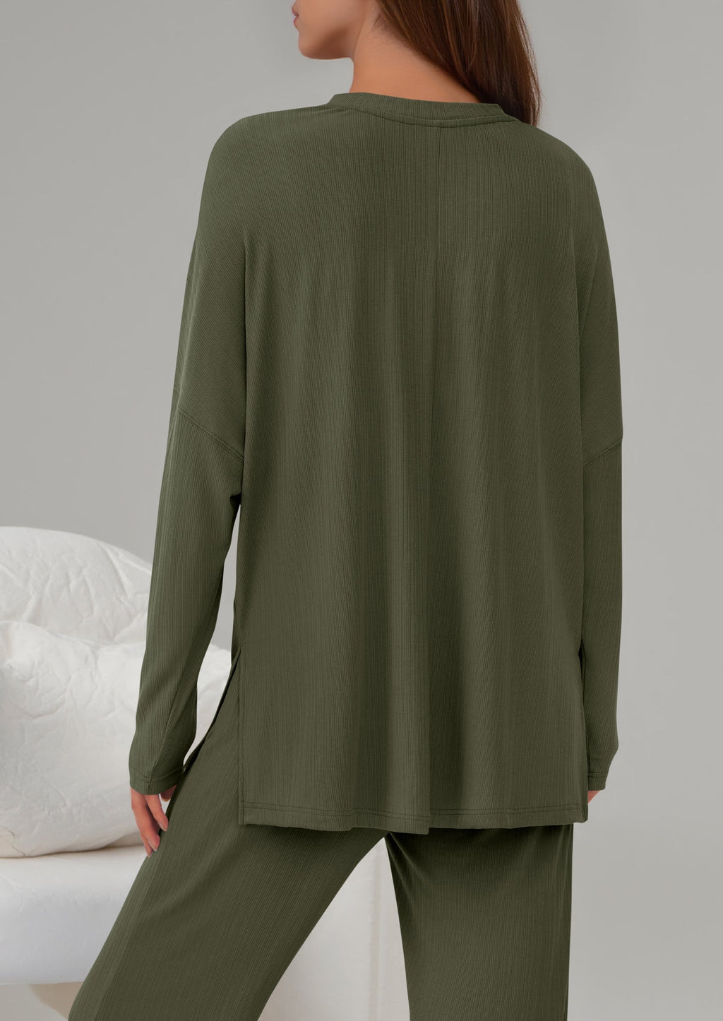 2 Piece Lounge Sets for Women Fall Outfits Casual Loose Long Sleeve Tops Wide Leg Pants Matching Pajama Set