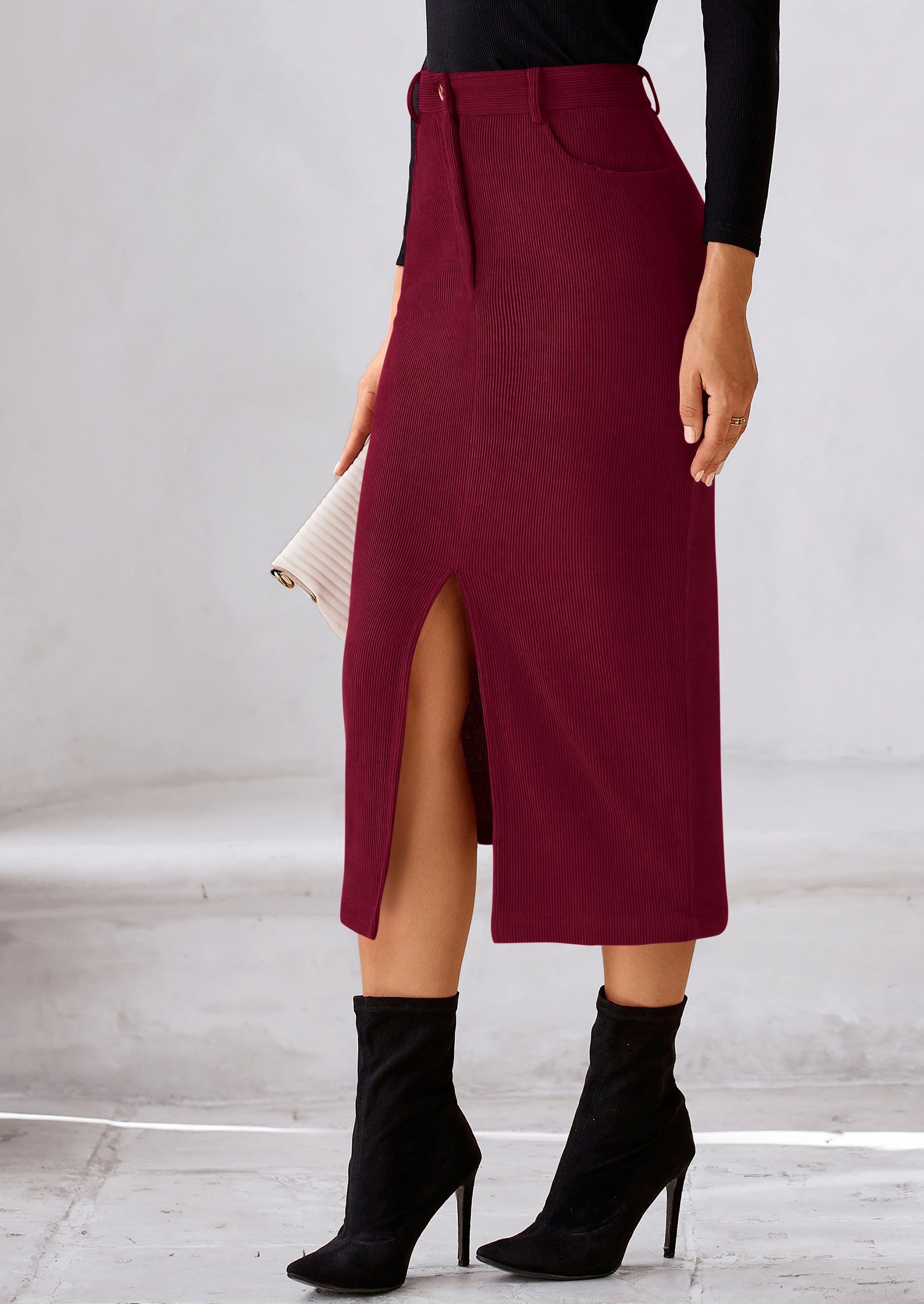 Corduroy Skirt Women Fall Fashion High Waisted Pencil Midi Skirts Business Casual Work Office Winter Outfit