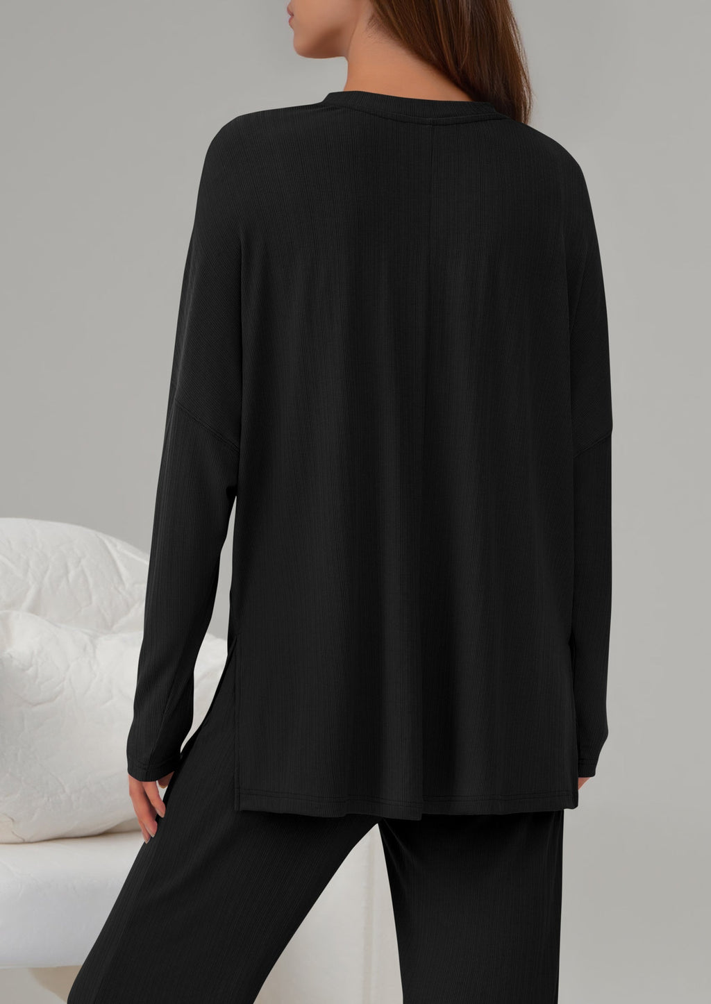 2 Piece Lounge Sets for Women Fall Outfits Casual Loose Long Sleeve Tops Wide Leg Pants Matching Pajama Set