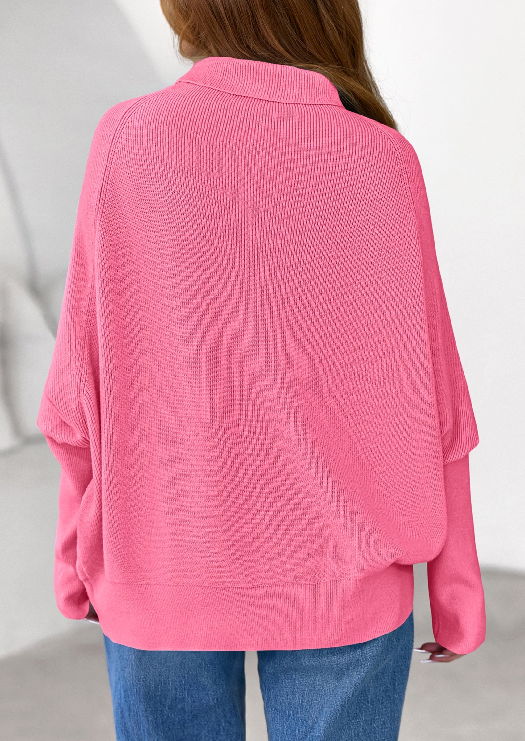 Womens Sweaters Fall Fashion Casual Loose Turtleneck Batwing Long Sleeve Knit Sweater Pullover Tops
