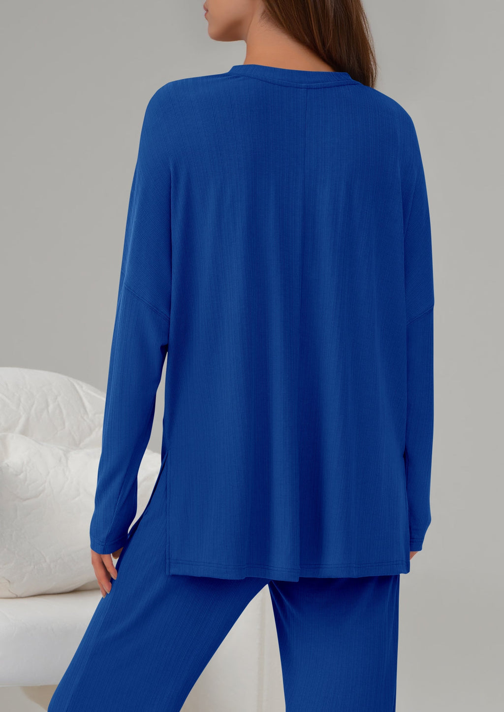 2 Piece Lounge Sets for Women Fall Outfits Casual Loose Long Sleeve Tops Wide Leg Pants Matching Pajama Set