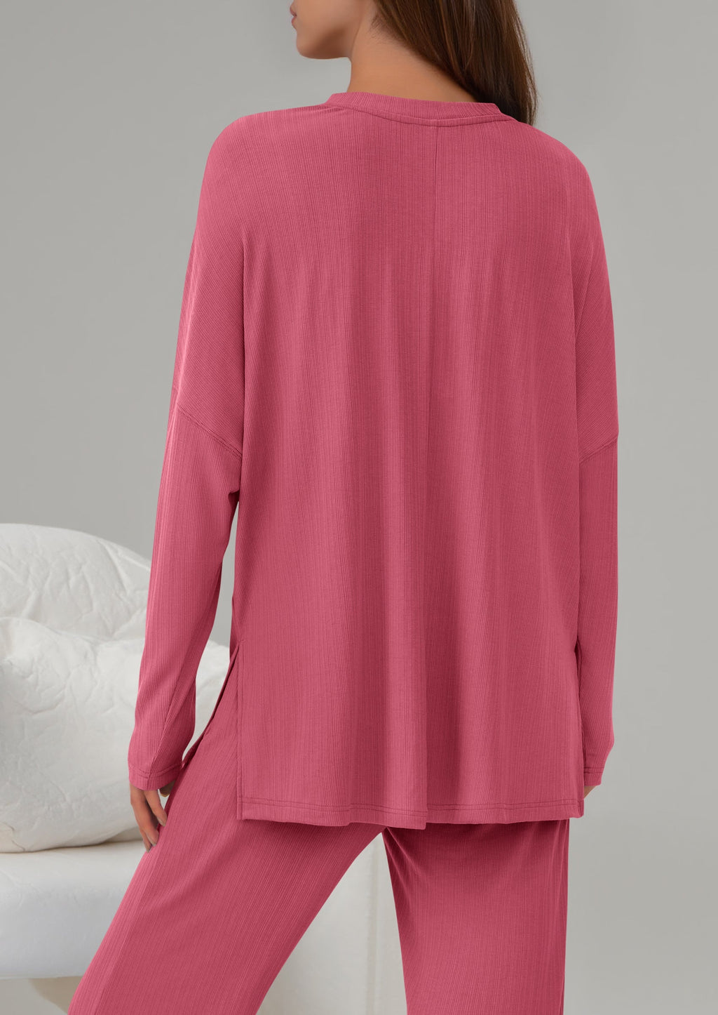 2 Piece Lounge Sets for Women Fall Outfits Casual Loose Long Sleeve Tops Wide Leg Pants Matching Pajama Set