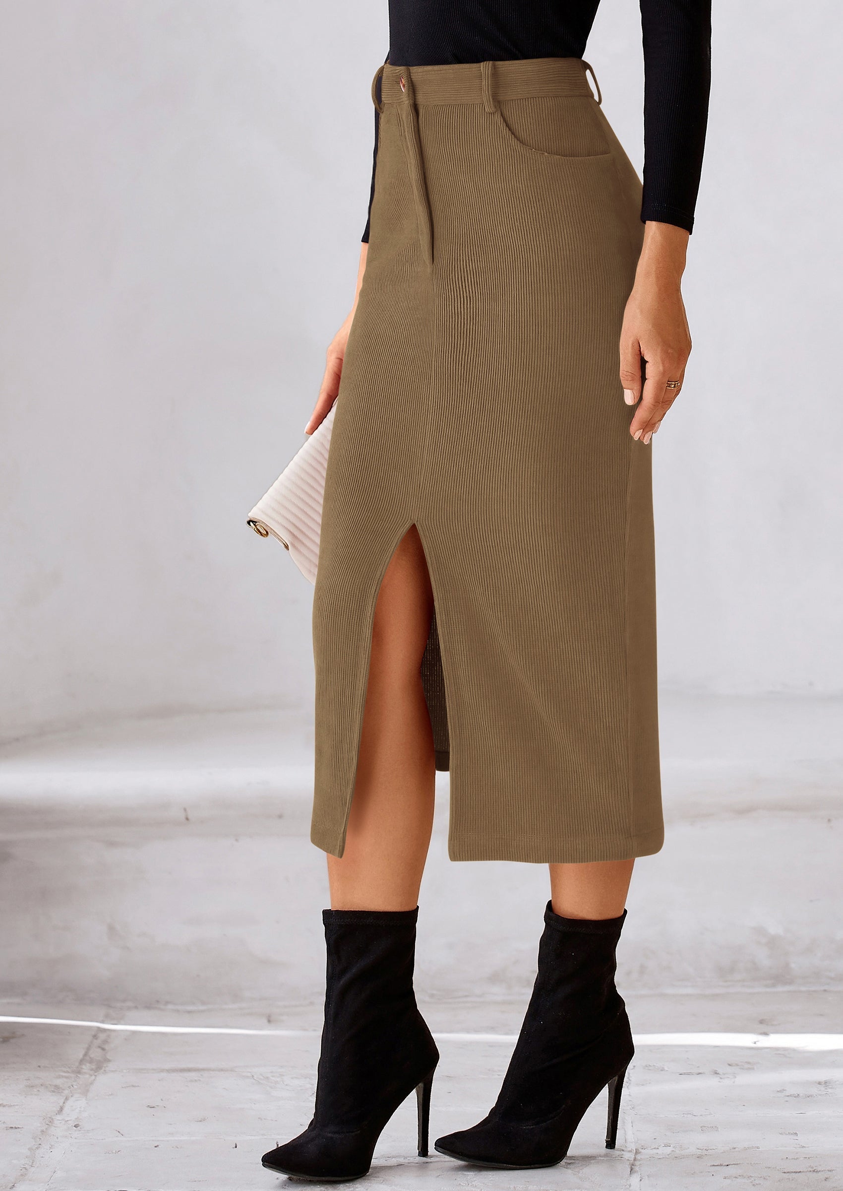 Corduroy Skirt Women Fall Fashion High Waisted Pencil Midi Skirts Business Casual Work Office Winter Outfit