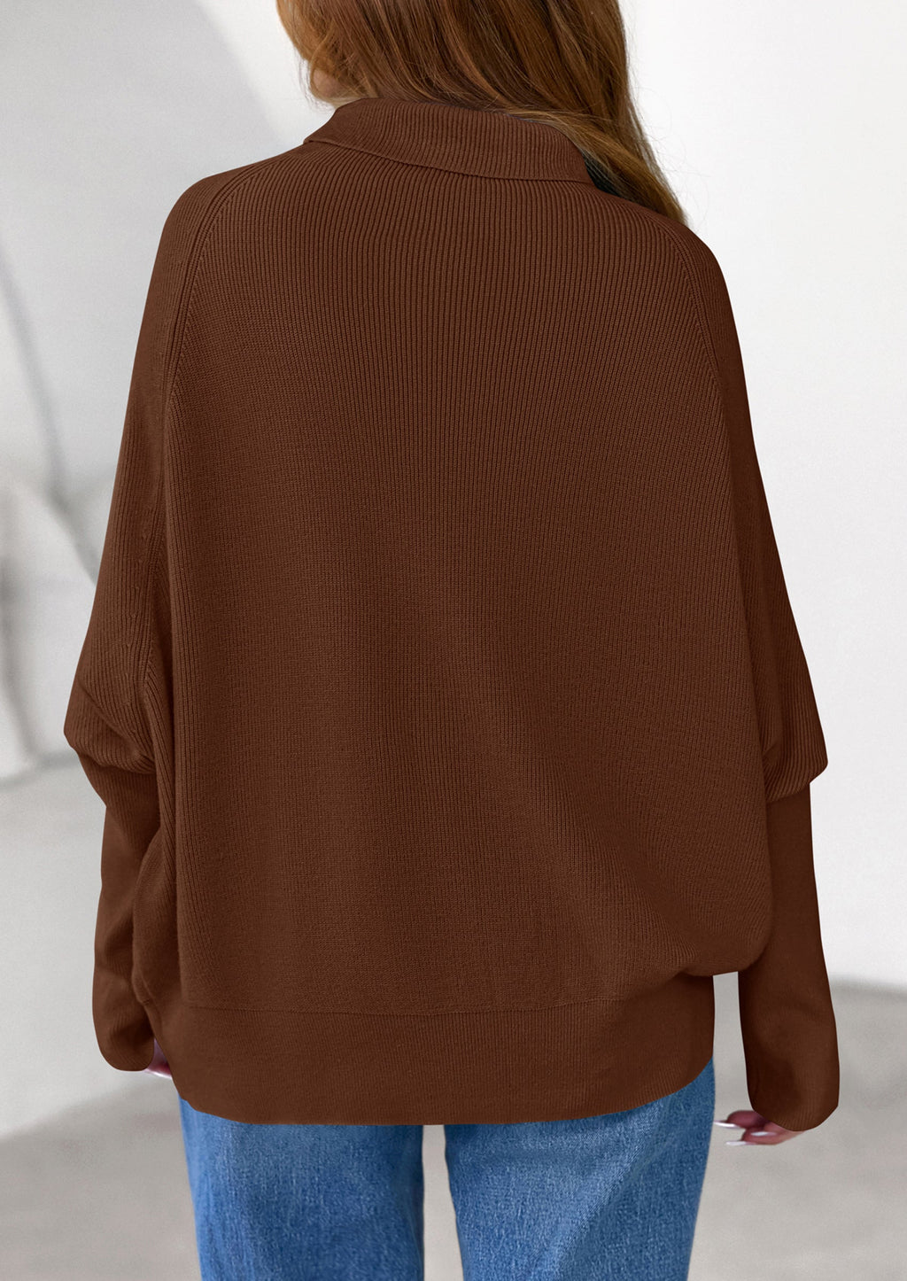 Womens Sweaters Fall Fashion Casual Loose Turtleneck Batwing Long Sleeve Knit Sweater Pullover Tops