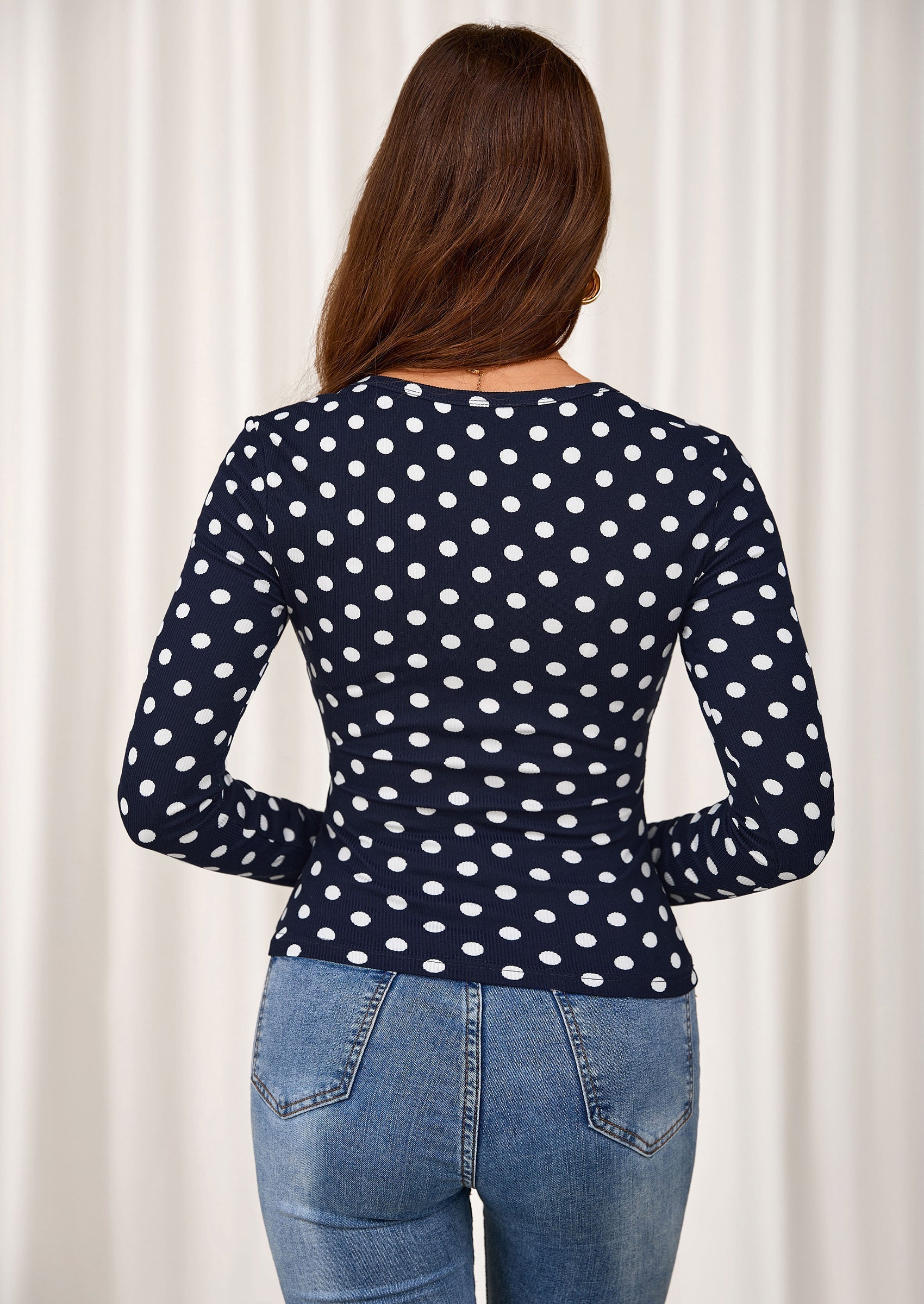 Women's Fall Long Sleeve Henley T Shirts Button Ribbed Knit Slim Fit Basic Tops Blouse Casual Outfits