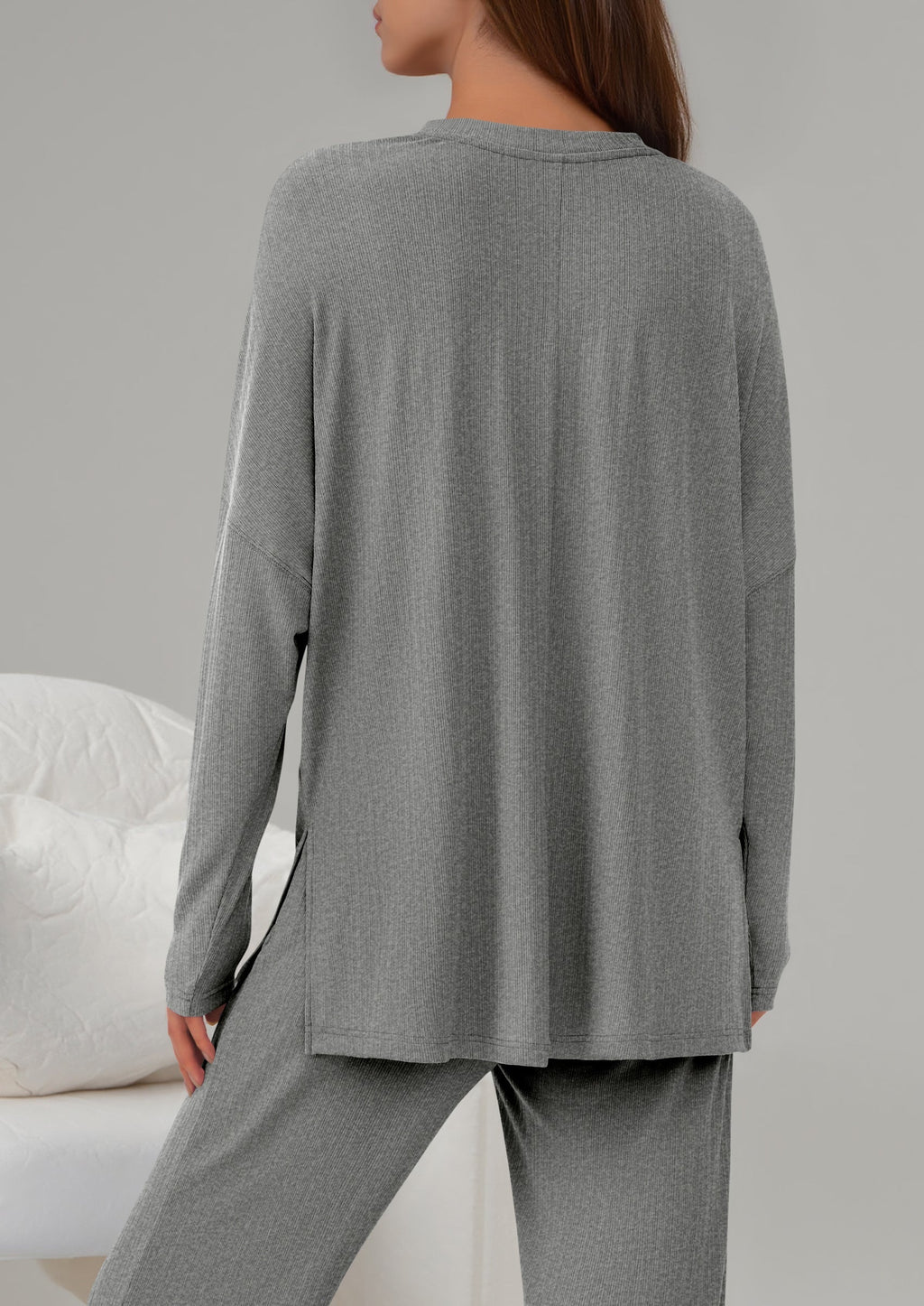 2 Piece Lounge Sets for Women Fall Outfits Casual Loose Long Sleeve Tops Wide Leg Pants Matching Pajama Set