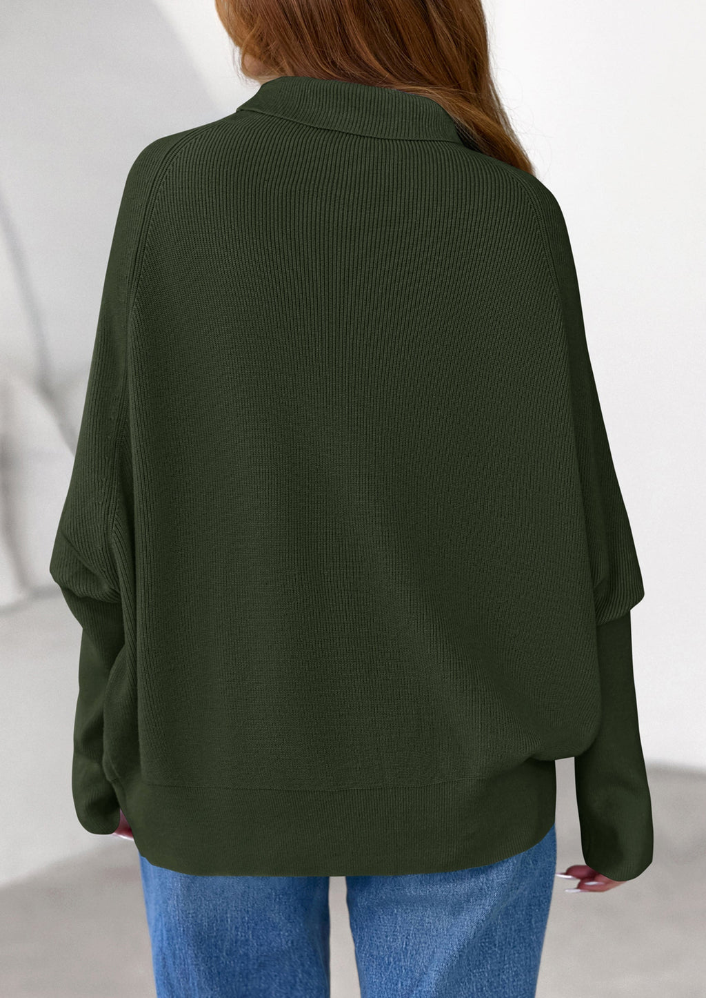 Womens Sweaters Fall Fashion Casual Loose Turtleneck Batwing Long Sleeve Knit Sweater Pullover Tops