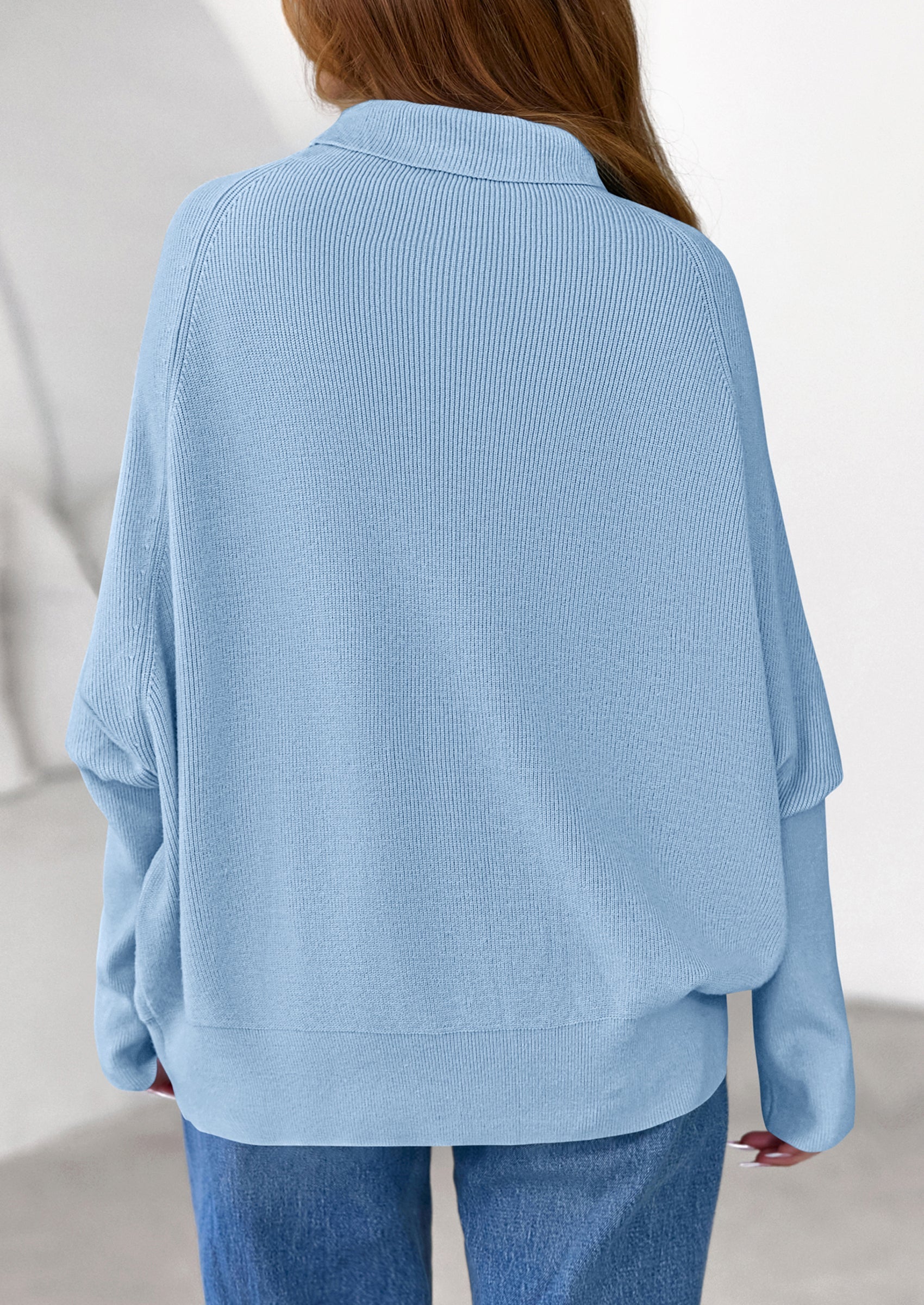 Womens Sweaters Fall Fashion Casual Loose Turtleneck Batwing Long Sleeve Knit Sweater Pullover Tops