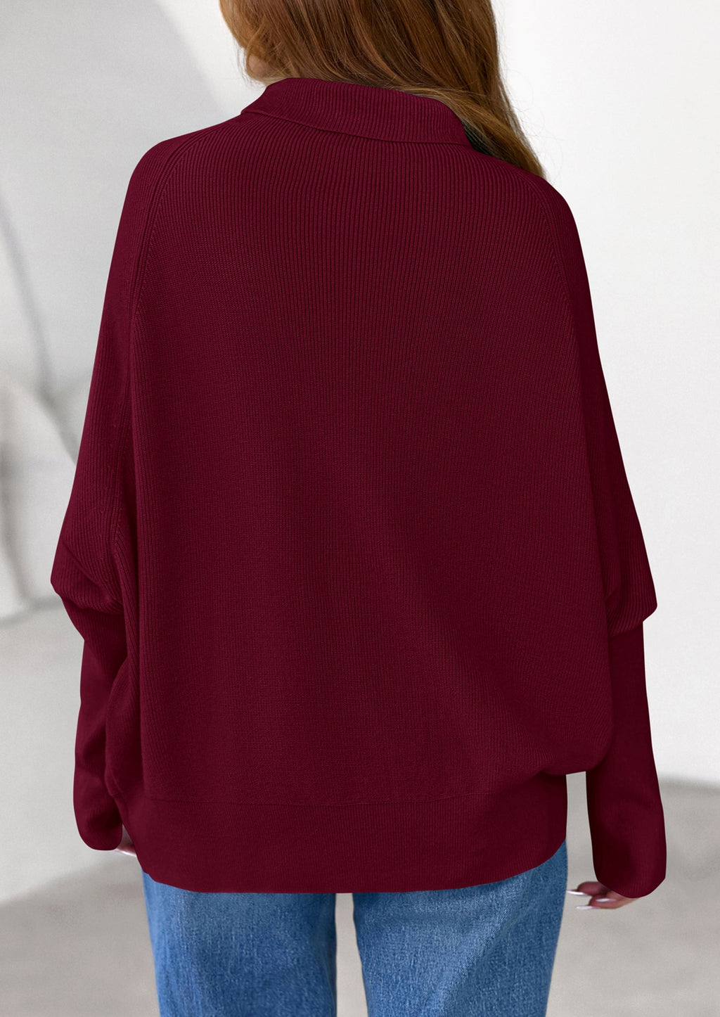 Womens Sweaters Fall Fashion Casual Loose Turtleneck Batwing Long Sleeve Knit Sweater Pullover Tops