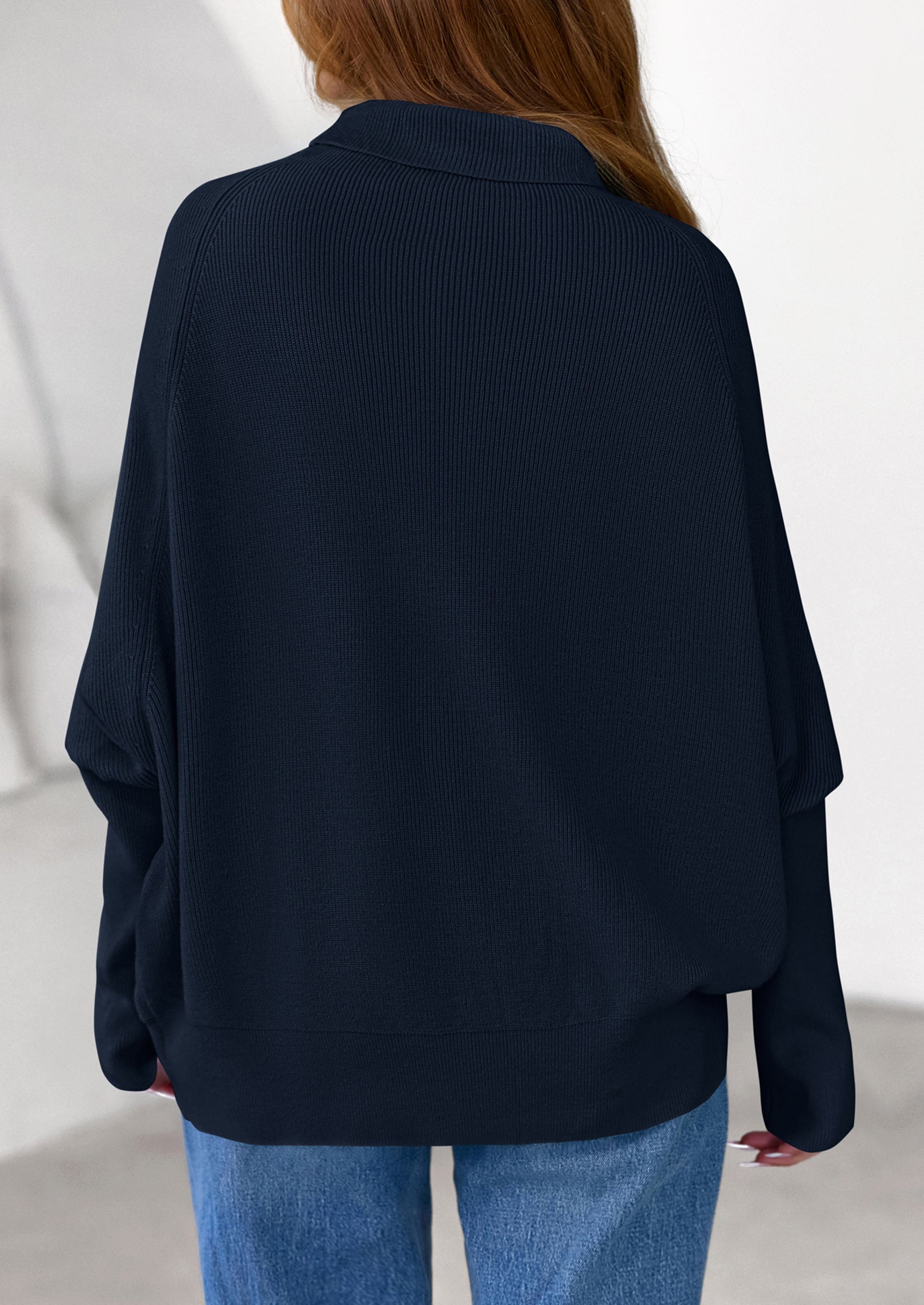 Womens Sweaters Fall Fashion Casual Loose Turtleneck Batwing Long Sleeve Knit Sweater Pullover Tops