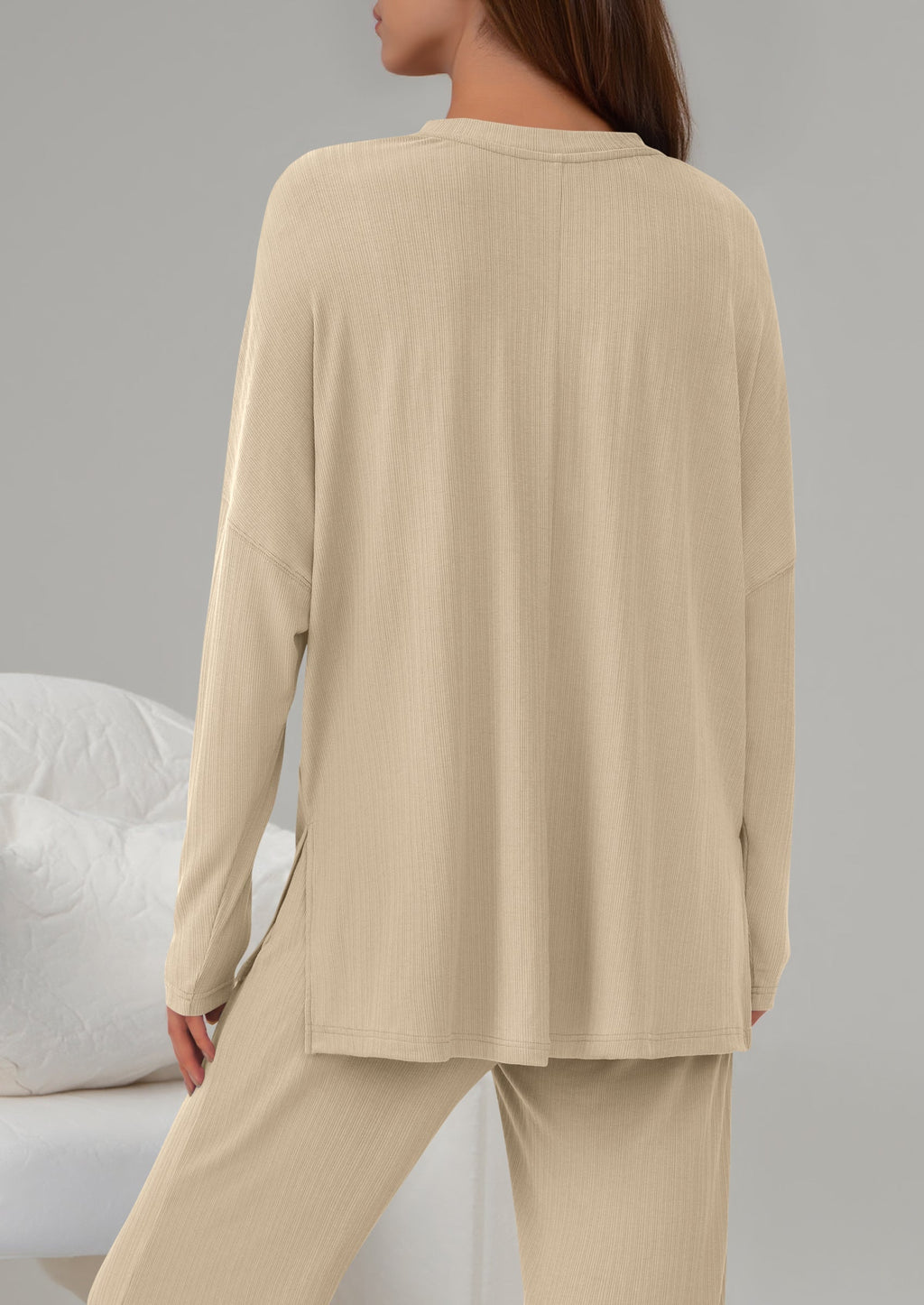 2 Piece Lounge Sets for Women Fall Outfits Casual Loose Long Sleeve Tops Wide Leg Pants Matching Pajama Set