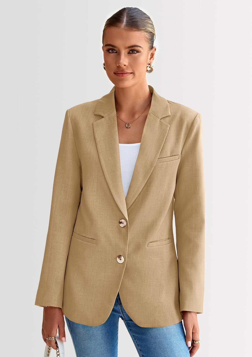 Blazers for Women Business Casual Long Sleeve Lapel Open Front Suit Jacket Work Blazer with Pockets