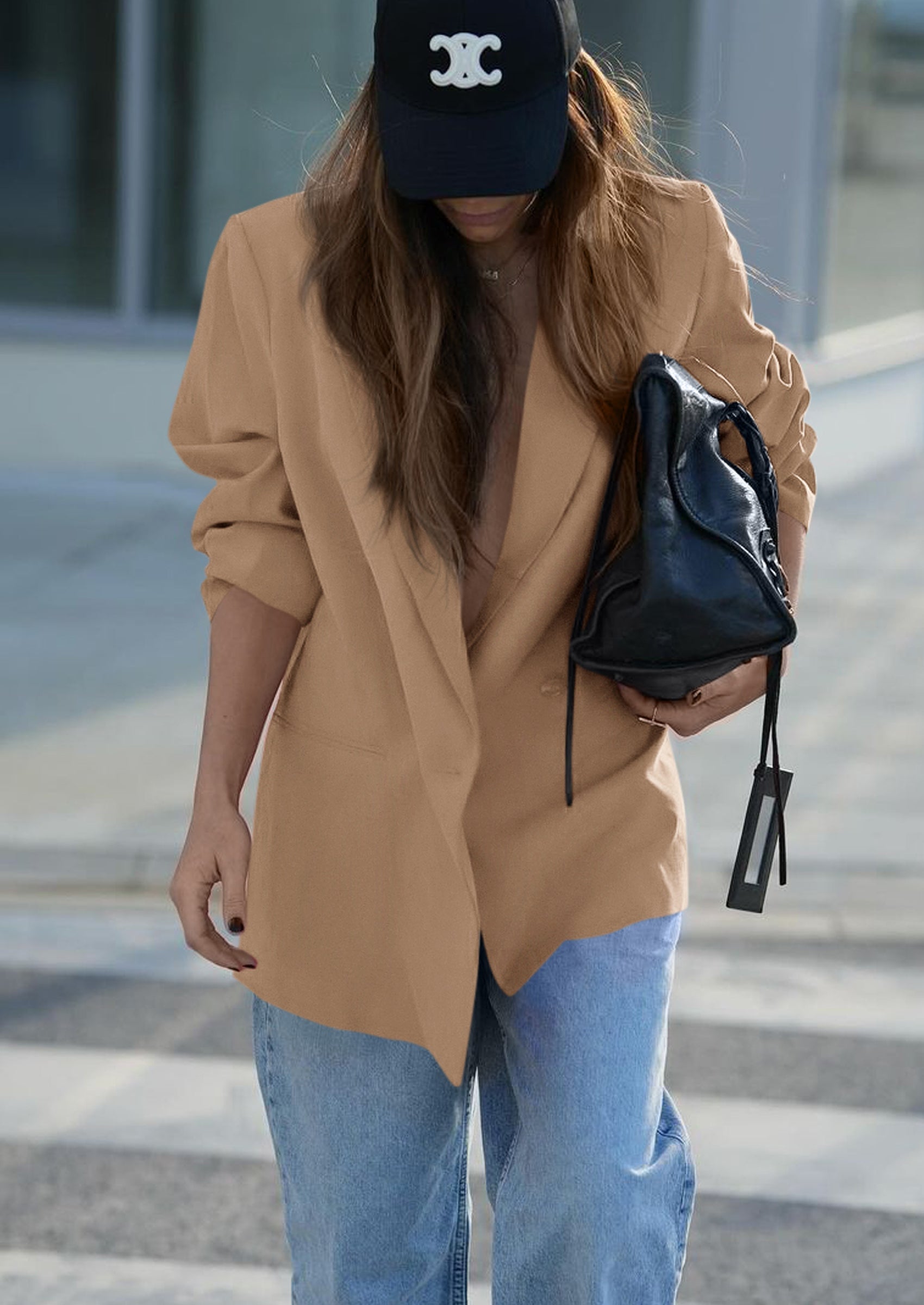 Fall Blazers for Women Business Casual Long Sleeve Lapel Pockets Dressy Suit Jackets Work Office Clothes