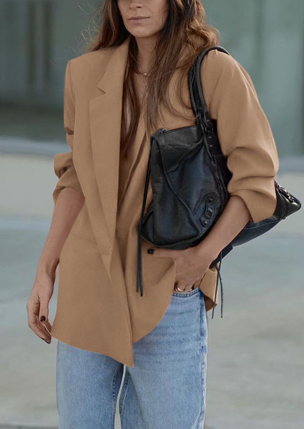 Fall Blazers for Women Business Casual Long Sleeve Lapel Pockets Dressy Suit Jackets Work Office Clothes