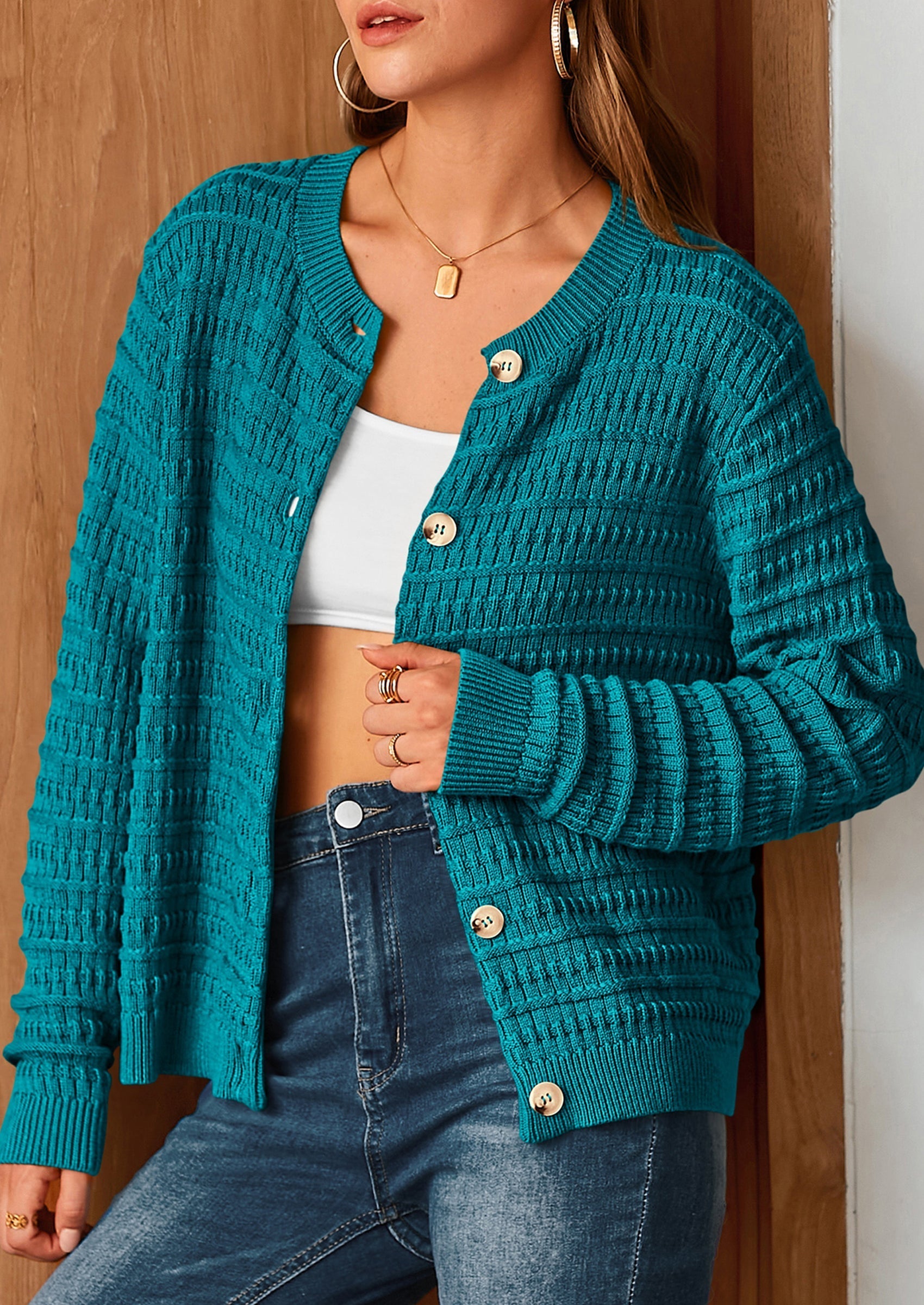 Women's Knit Cardigan Sweaters Casual Long Sleeve Open Front Button Down Trendy Jackets Outerwear