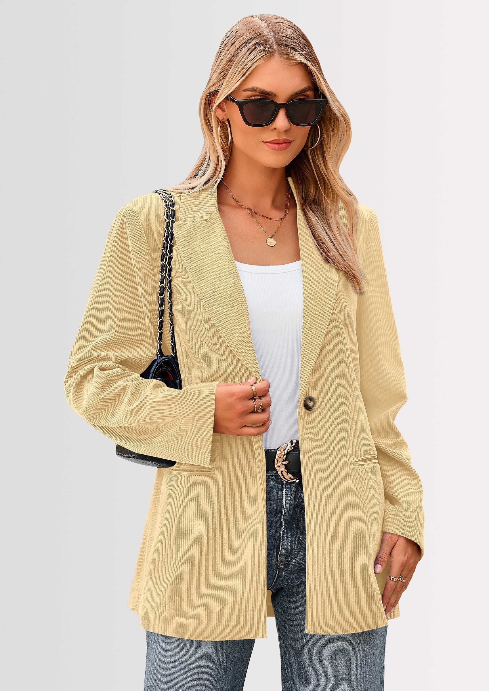 Women's Winter Corduroy Blazers Jackets Dressy Casual Ribbed Long Sleeve Lapel Fashion Work Business Outerwear