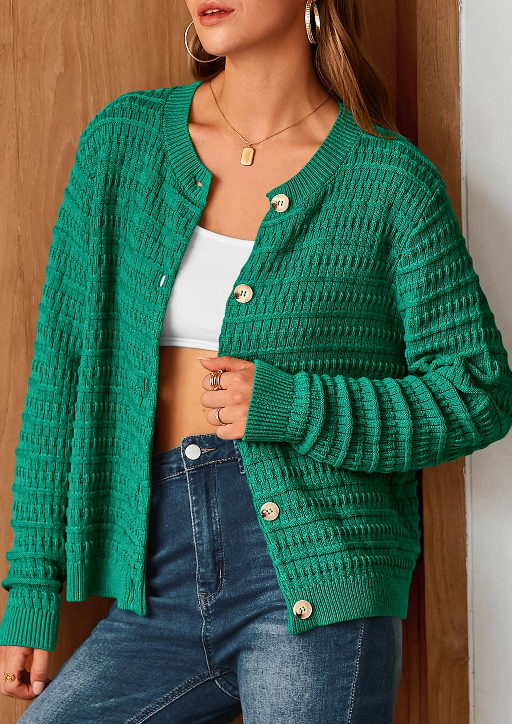 Women's Knit Cardigan Sweaters Casual Long Sleeve Open Front Button Down Trendy Jackets Outerwear