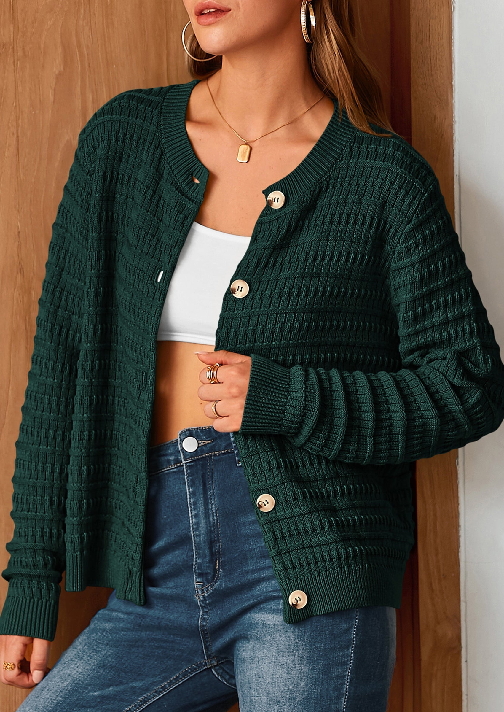 Women's Knit Cardigan Sweaters Casual Long Sleeve Open Front Button Down Trendy Jackets Outerwear