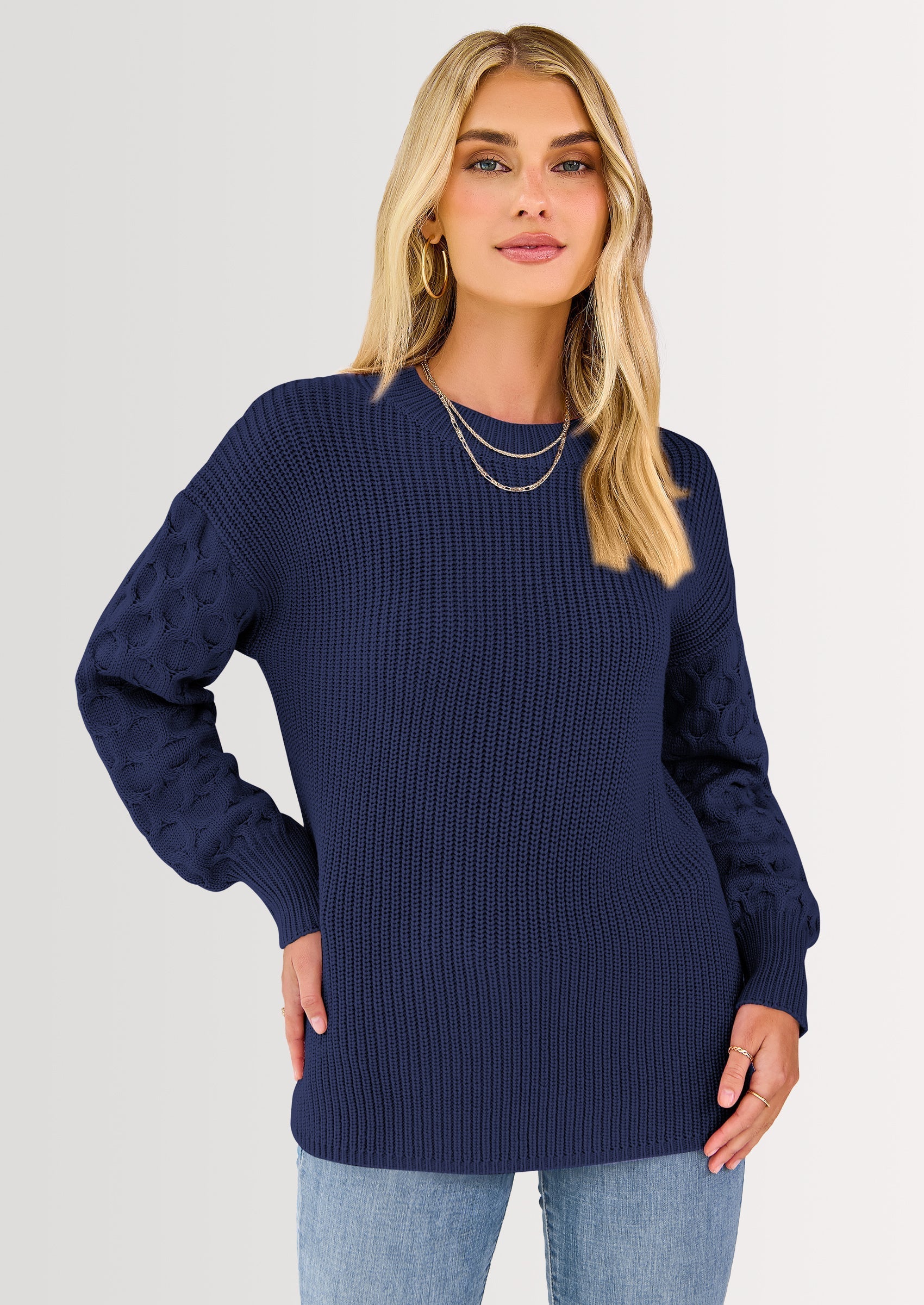 Women's Fall Pullover Sweater Casual Long Sleeve Loose Chunky Knit Tops Blouse Winter Fashion Clothing