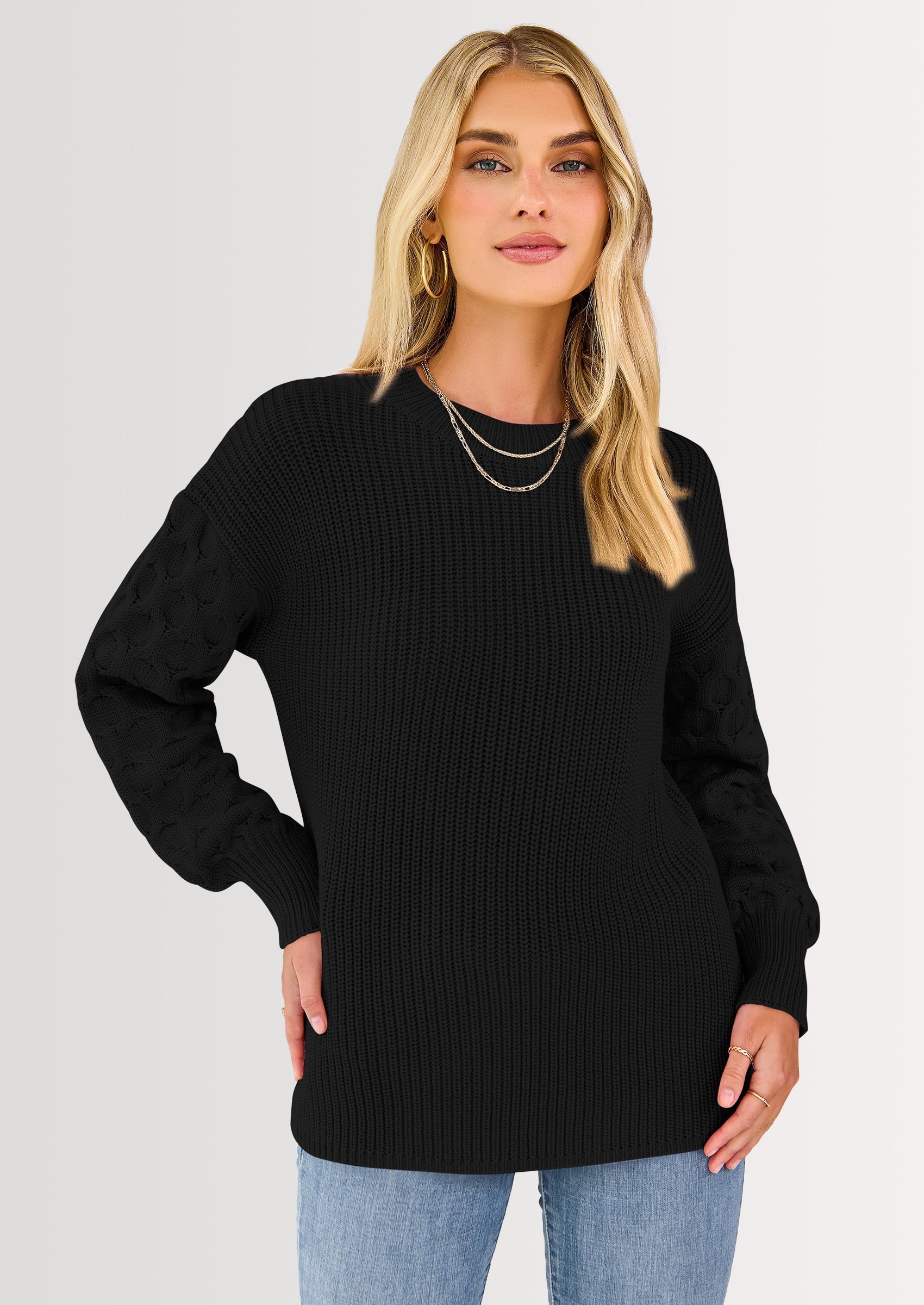 Women's Fall Pullover Sweater Casual Long Sleeve Loose Chunky Knit Tops Blouse Winter Fashion Clothing