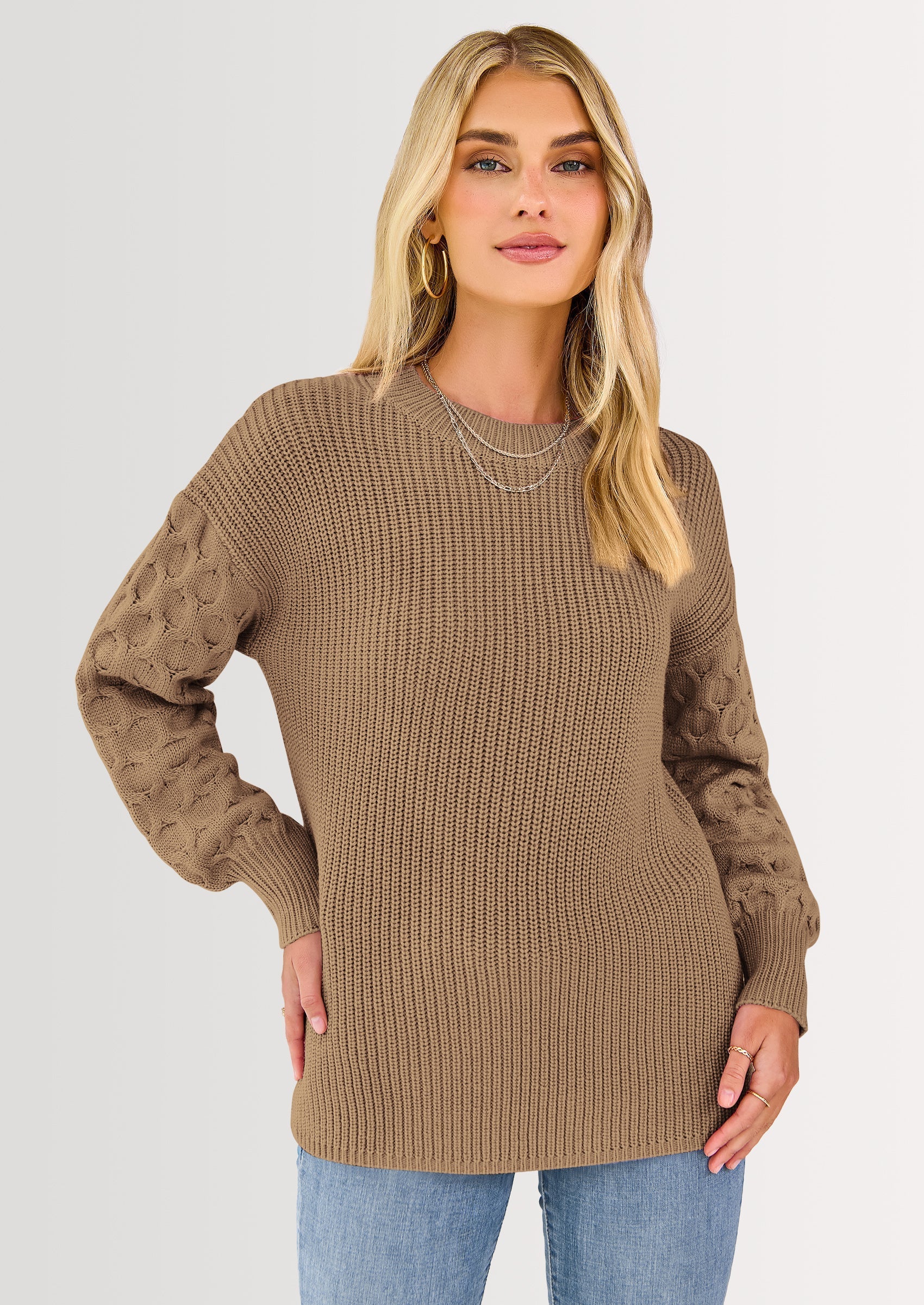 Women's Fall Pullover Sweater Casual Long Sleeve Loose Chunky Knit Tops Blouse Winter Fashion Clothing