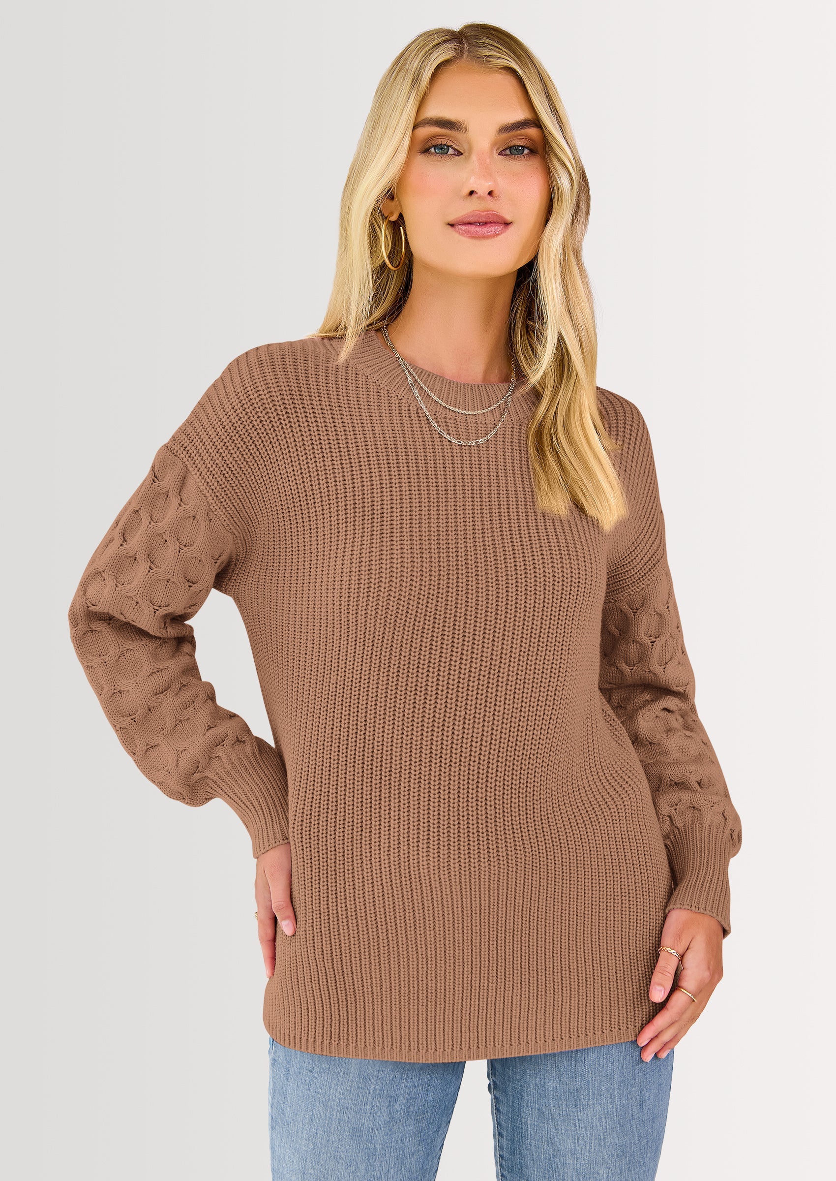 Women's Fall Pullover Sweater Casual Long Sleeve Loose Chunky Knit Tops Blouse Winter Fashion Clothing